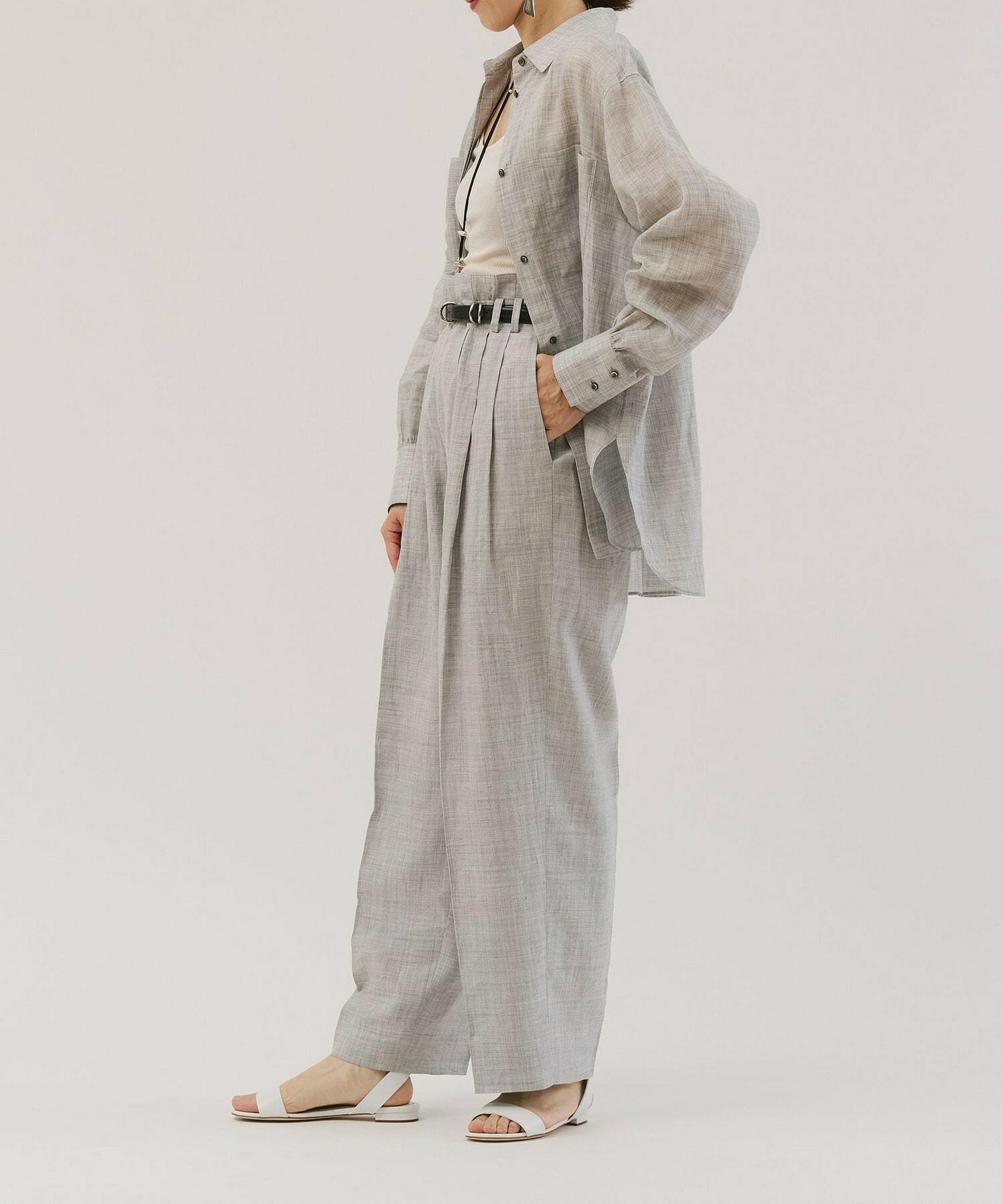 【unbilanc】ラミール3タックトラウザー 詳細画像 ライトグレー 4