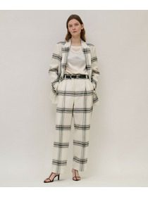 【unbilanc】リネンチェックローラマイルストークパンツ 詳細画像 ホワイト系その他 4