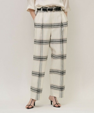 【unbilanc】リネンチェックローラマイルストークパンツ 詳細画像 ホワイト系その他 1