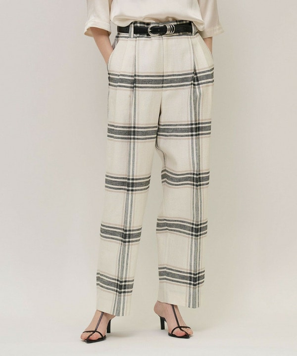 【unbilanc】リネンチェックローラマイルストークパンツ