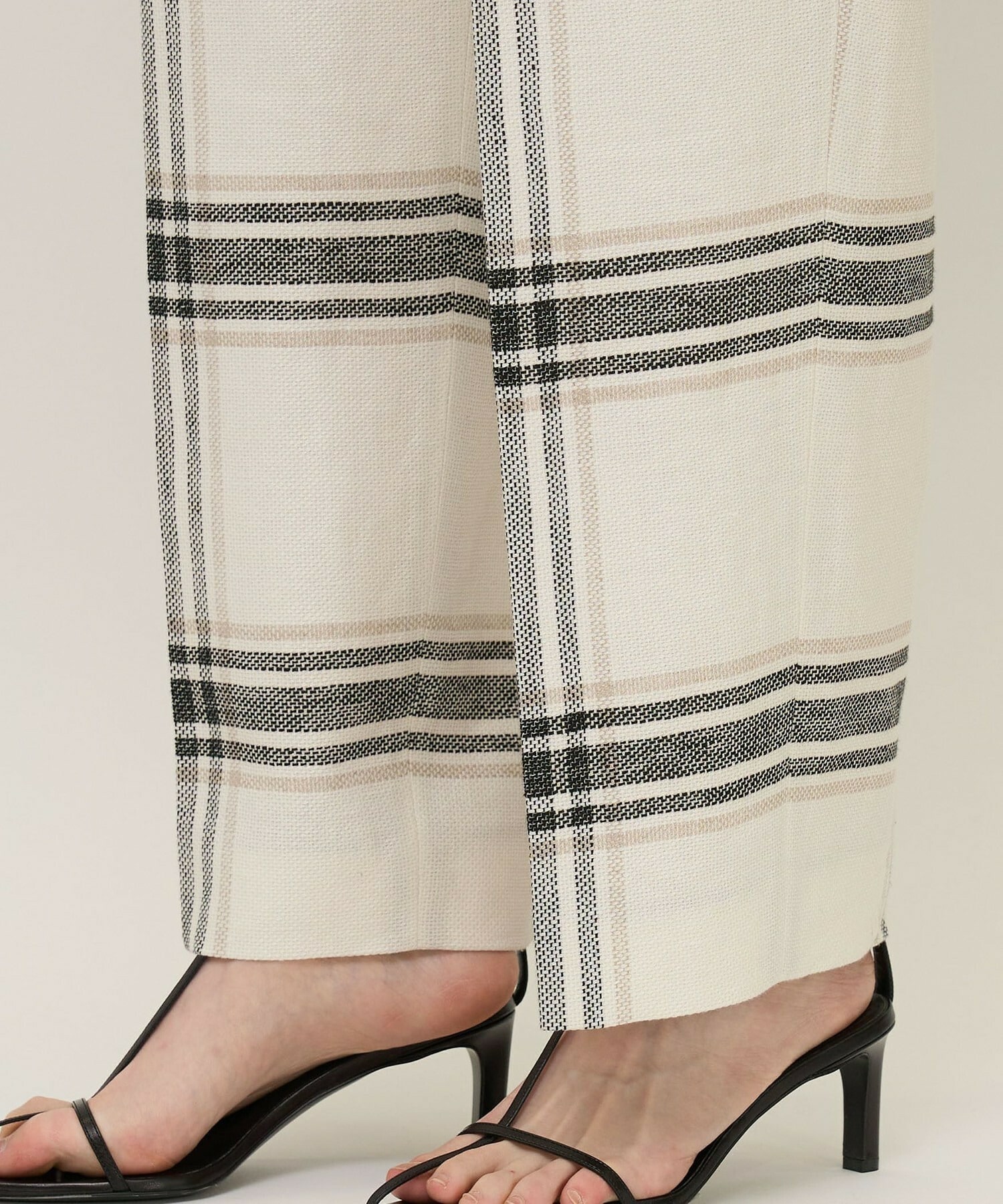 【unbilanc】リネンチェックローラマイルストークパンツ 詳細画像 ホワイト系その他 9