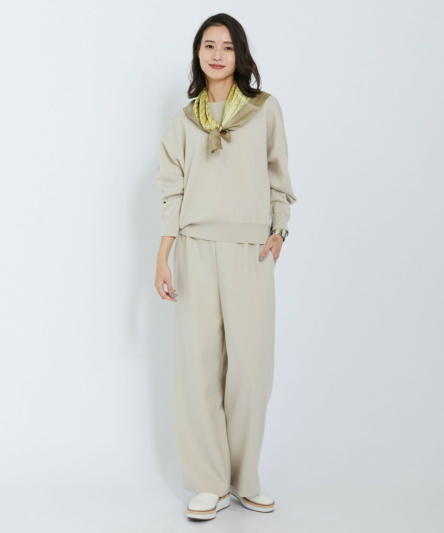 【L'EQUIPE】L&rsquo;モノグラム12匁シルクスカーフ 詳細画像 クリーム 9