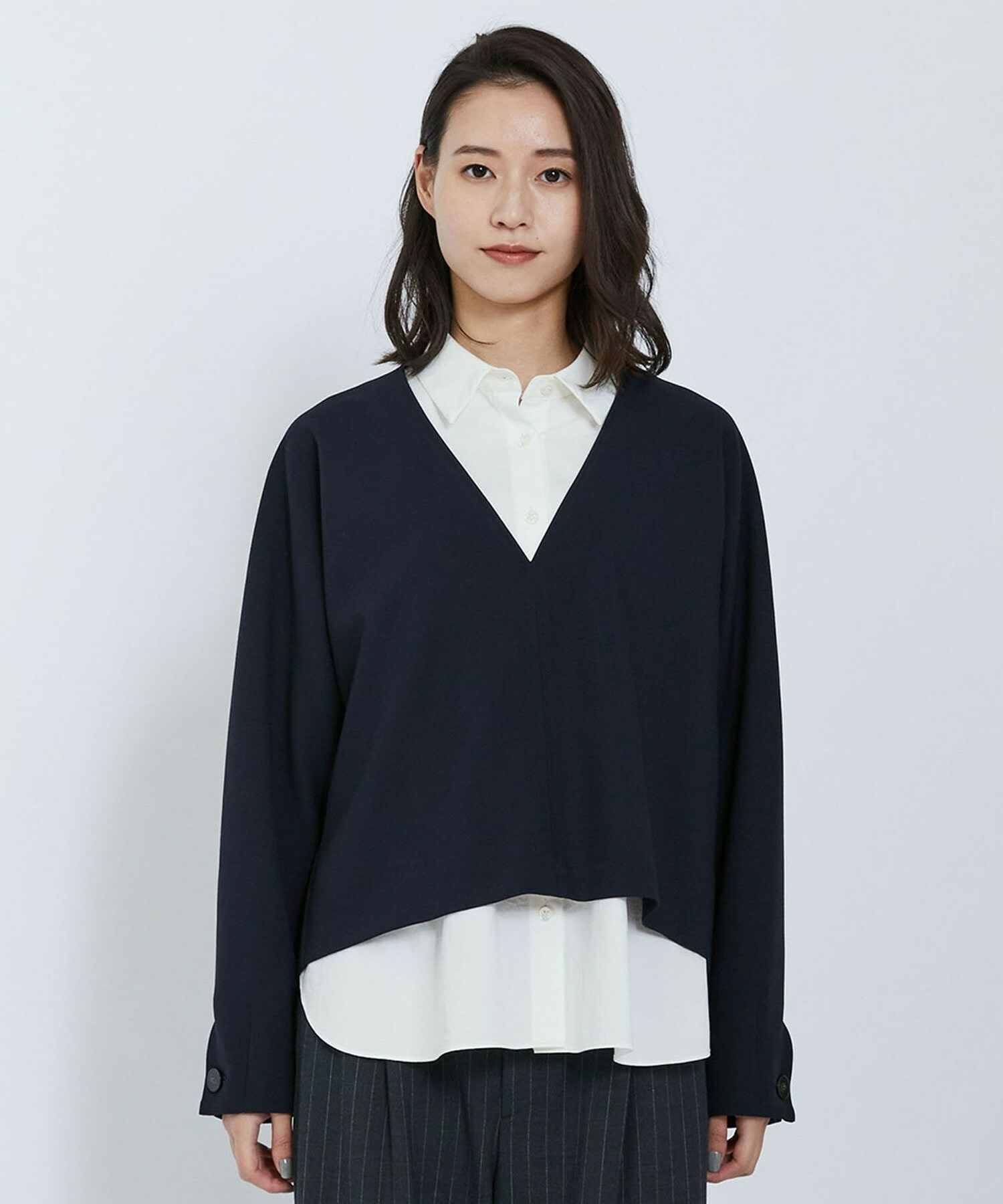 【L'EQUIPE】ダブルクロスブラウス 詳細画像 ネイビー 14