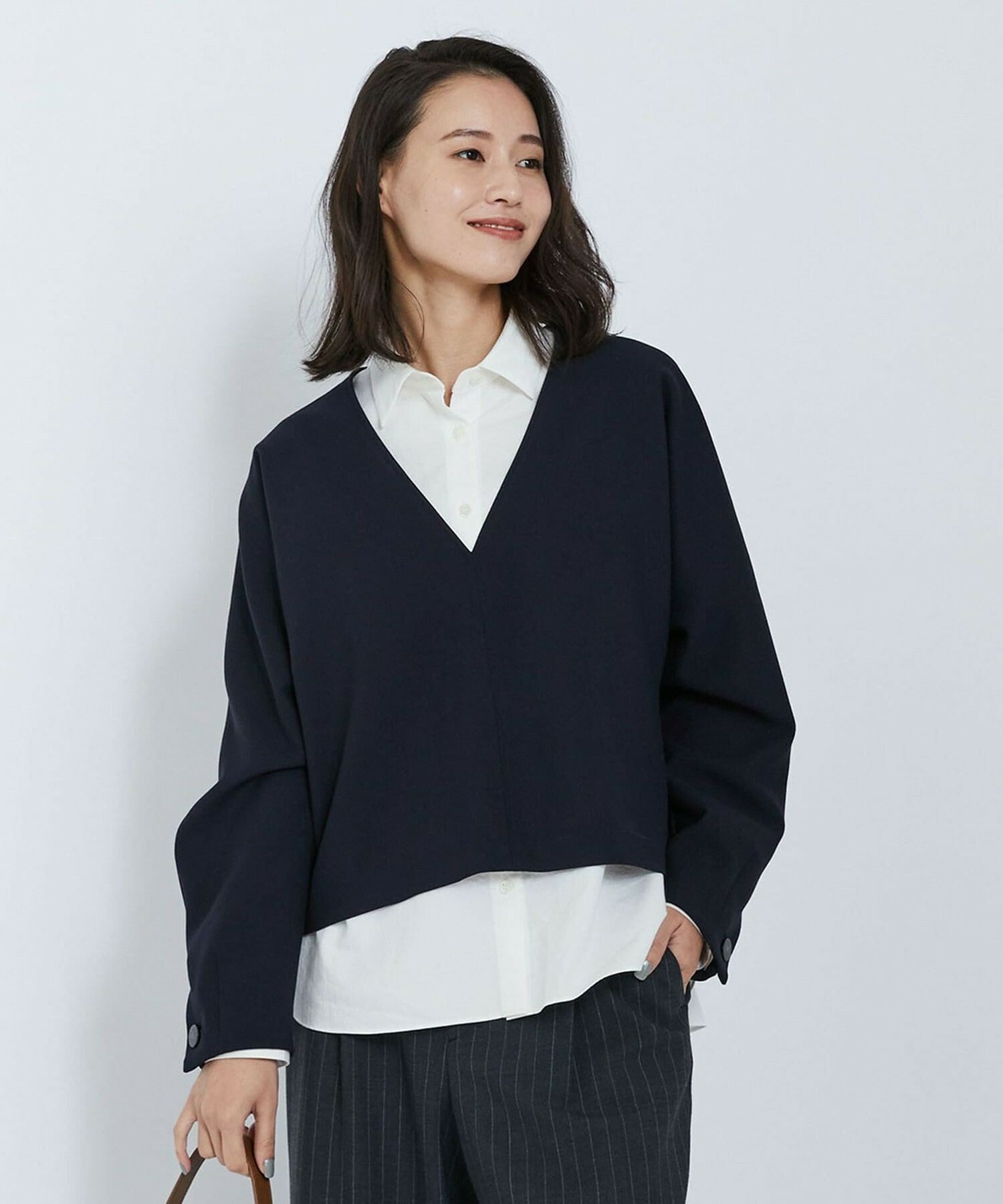 【L'EQUIPE】ダブルクロスブラウス 詳細画像 ネイビー 1