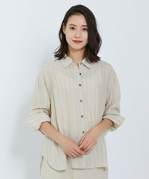 【L'EQUIPE】キュプラコットンストライプシャツ 詳細画像 ベージュ系その他 1
