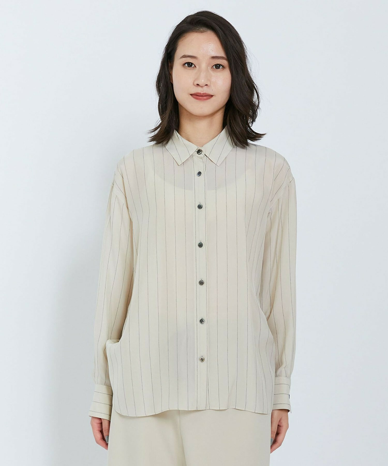 【L'EQUIPE】キュプラコットンストライプシャツ 詳細画像 ベージュ系その他 15