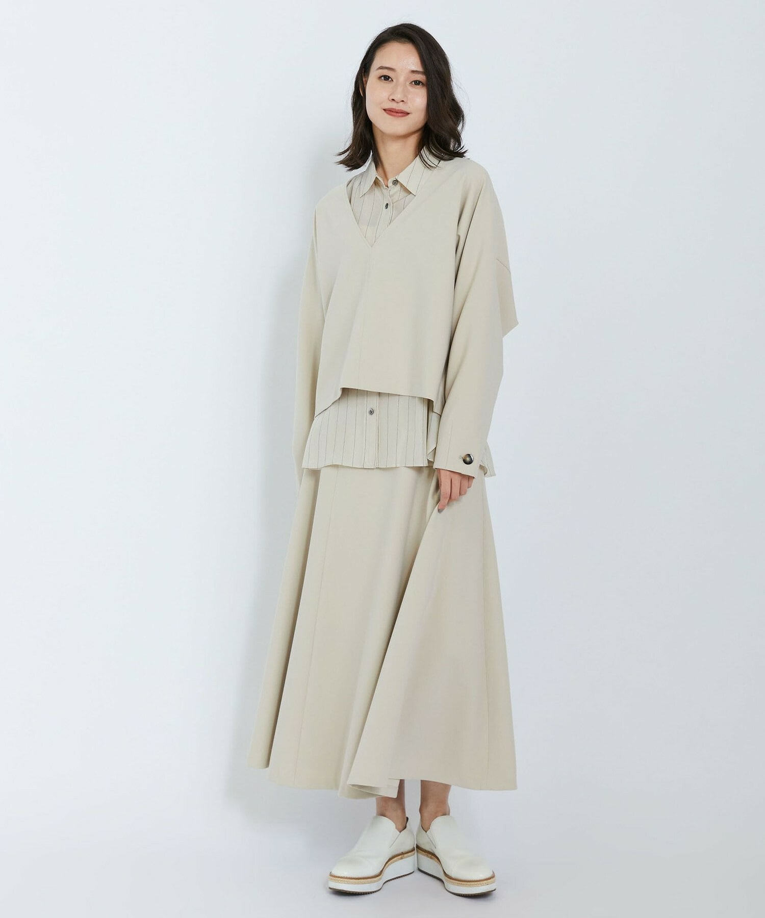 【L'EQUIPE】キュプラコットンストライプシャツ 詳細画像 ベージュ系その他 7