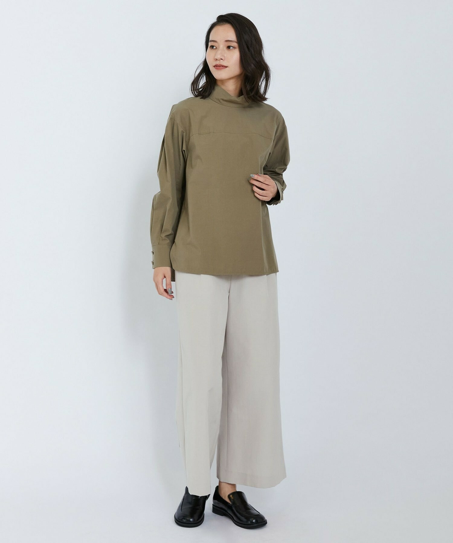 【L'EQUIPE】オーガニックタイプライターブラウス 詳細画像 カーキ 10