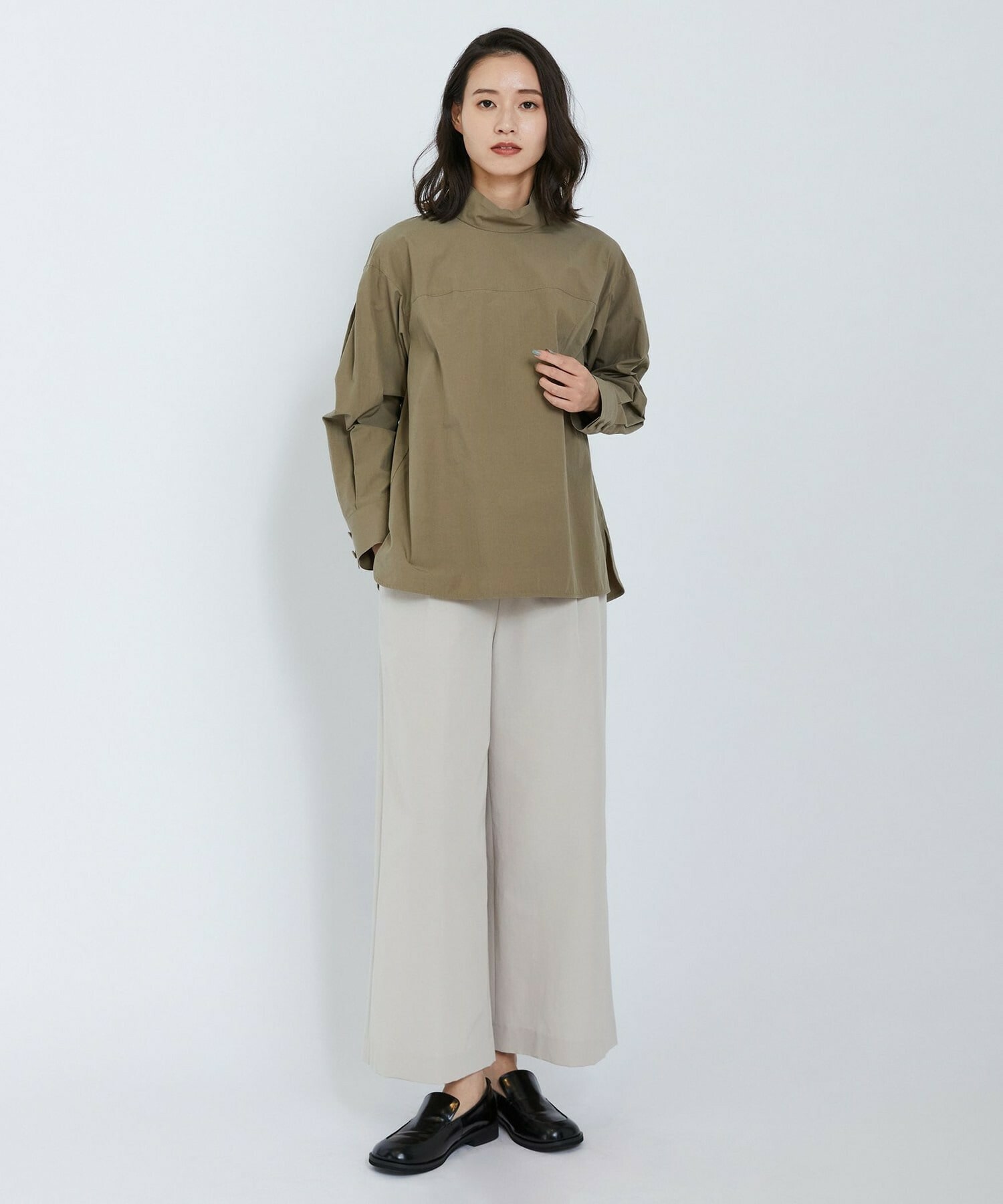 【L'EQUIPE】オーガニックタイプライターブラウス 詳細画像 カーキ 9