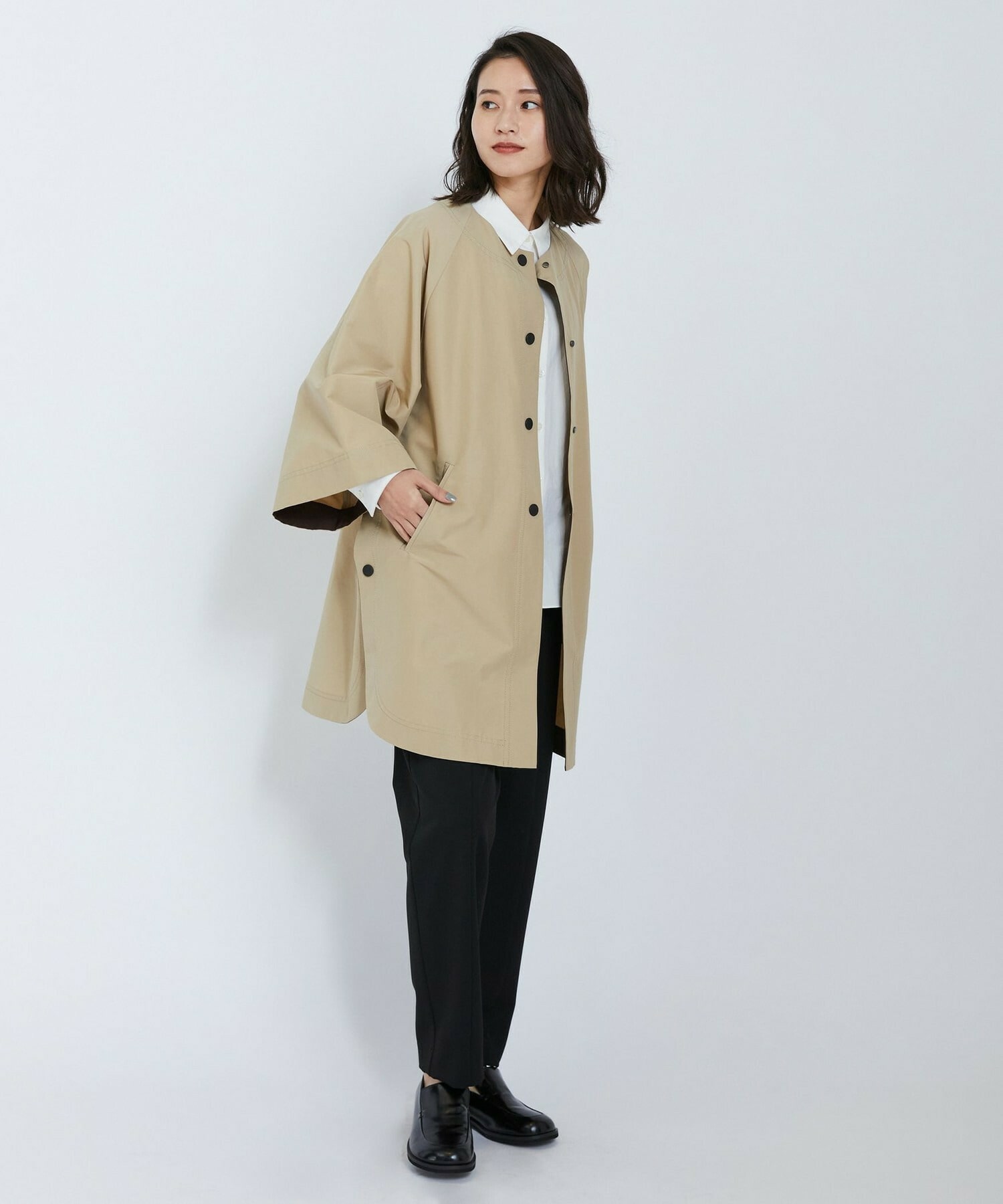 【L'EQUIPE】コットンナイロングログランコート 詳細画像 ベージュ 3