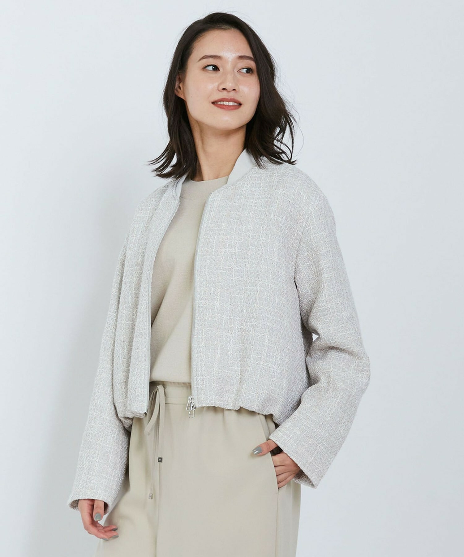 【L'EQUIPE】テープツイードジャケット 詳細画像 ライトグレー 1