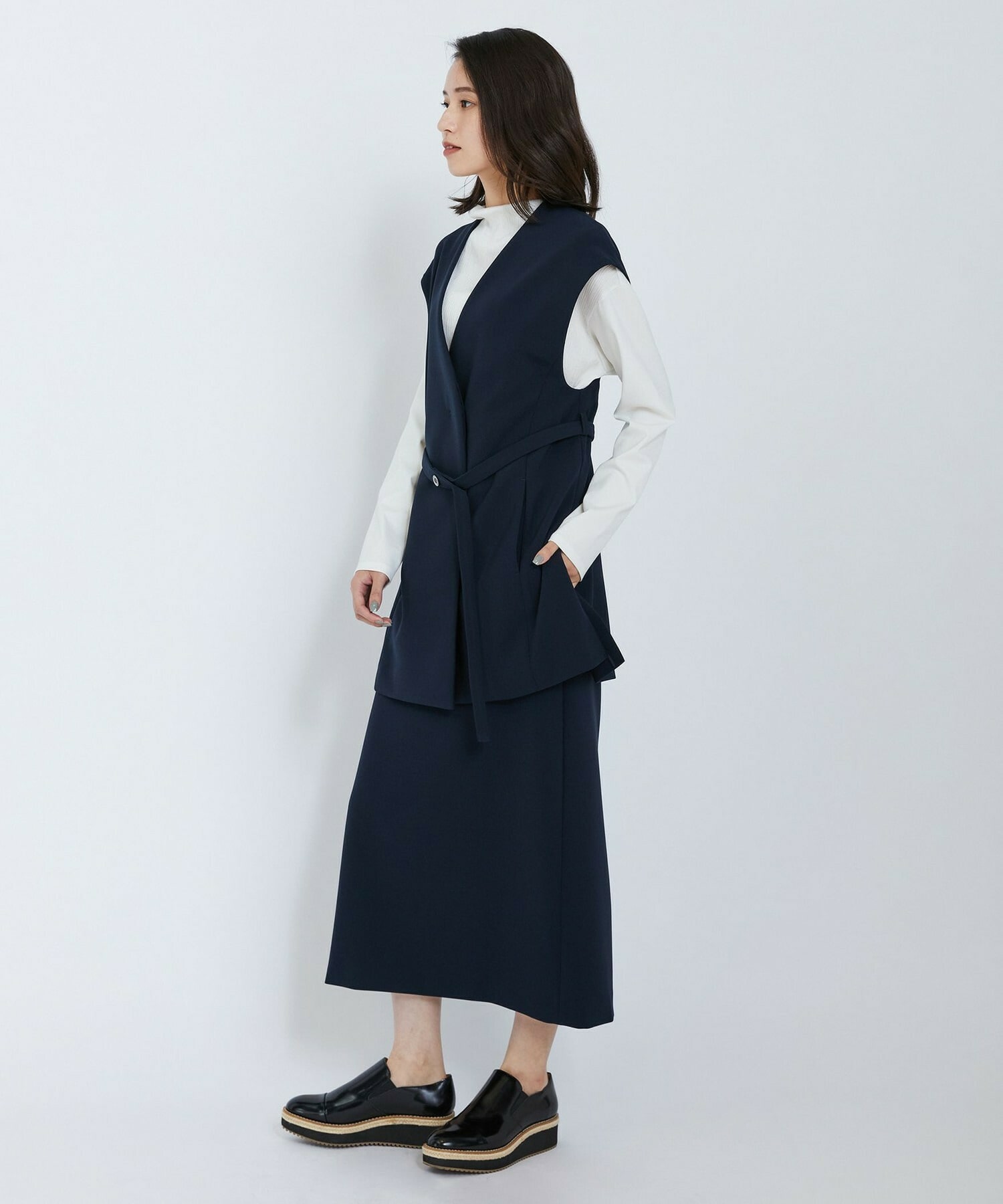 【L'EQUIPE】ストレッチダブルクロスジレ 詳細画像 ネイビー 5