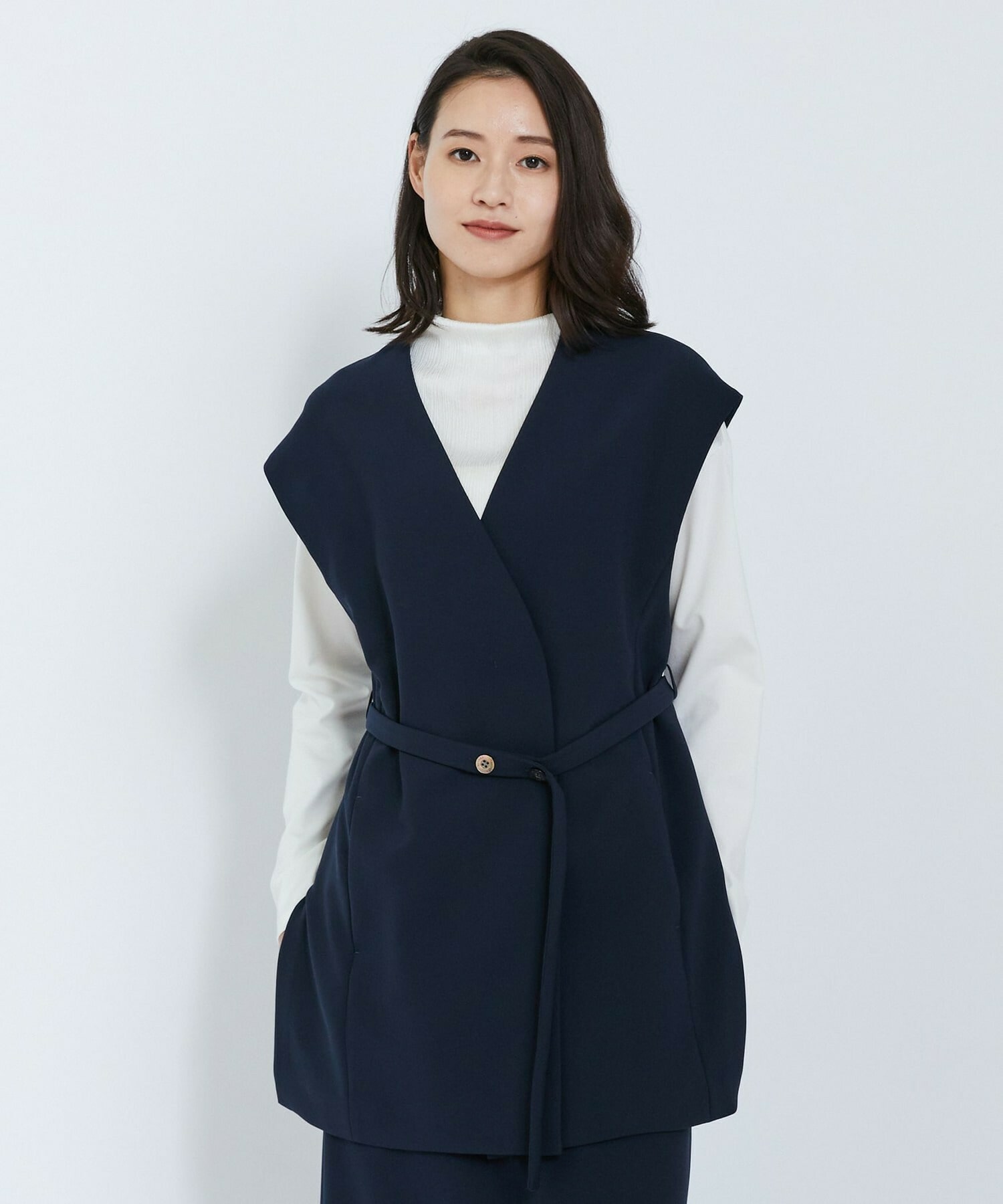 【L'EQUIPE】ストレッチダブルクロスジレ 詳細画像 ネイビー 1