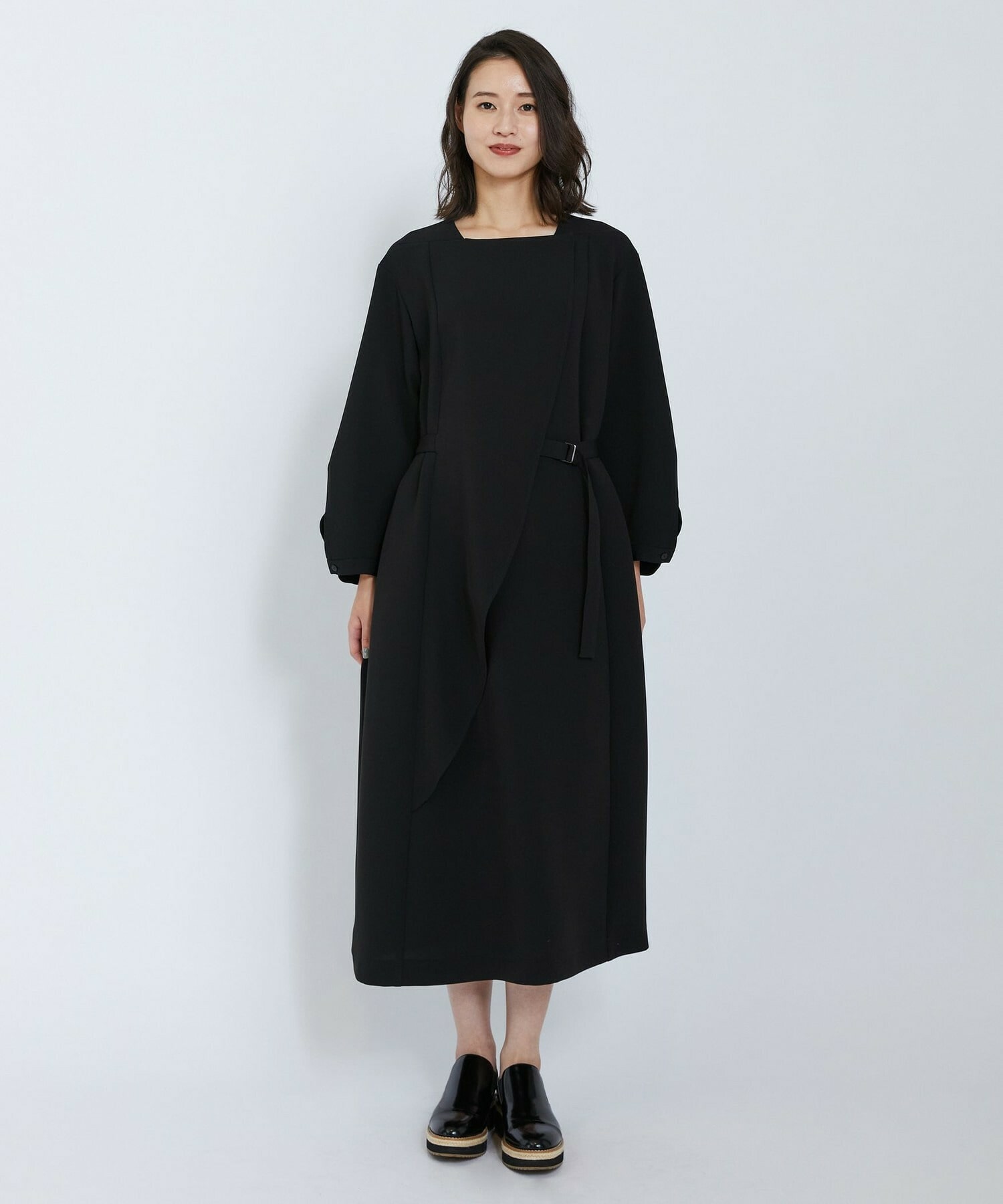 【L'EQUIPE】トリアセダブルクロスワンピース 詳細画像 ブラック 14