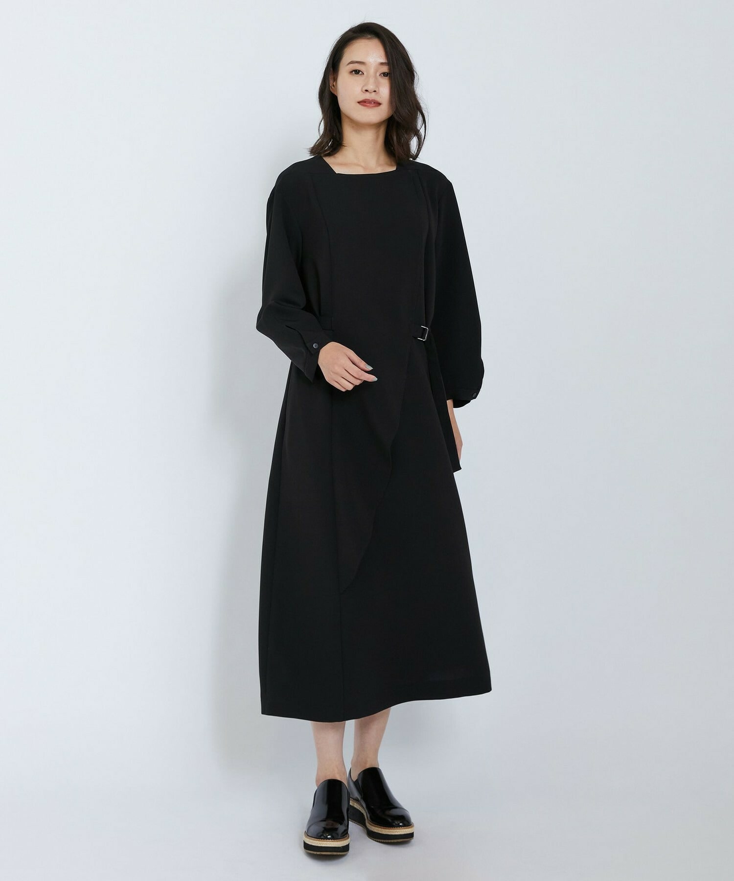 【L'EQUIPE】トリアセダブルクロスワンピース 詳細画像 ブラック 6