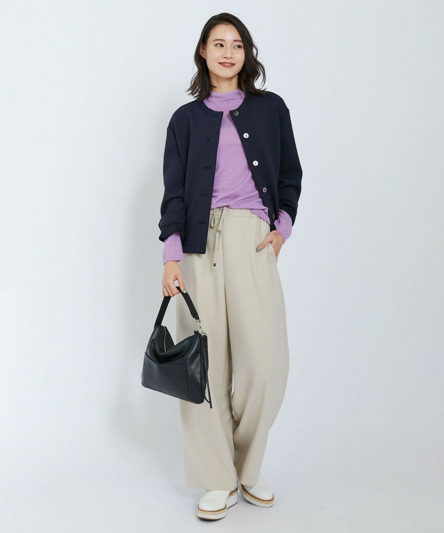 【L'EQUIPE】ダブルクロスパンツ 詳細画像 ネイビー 5