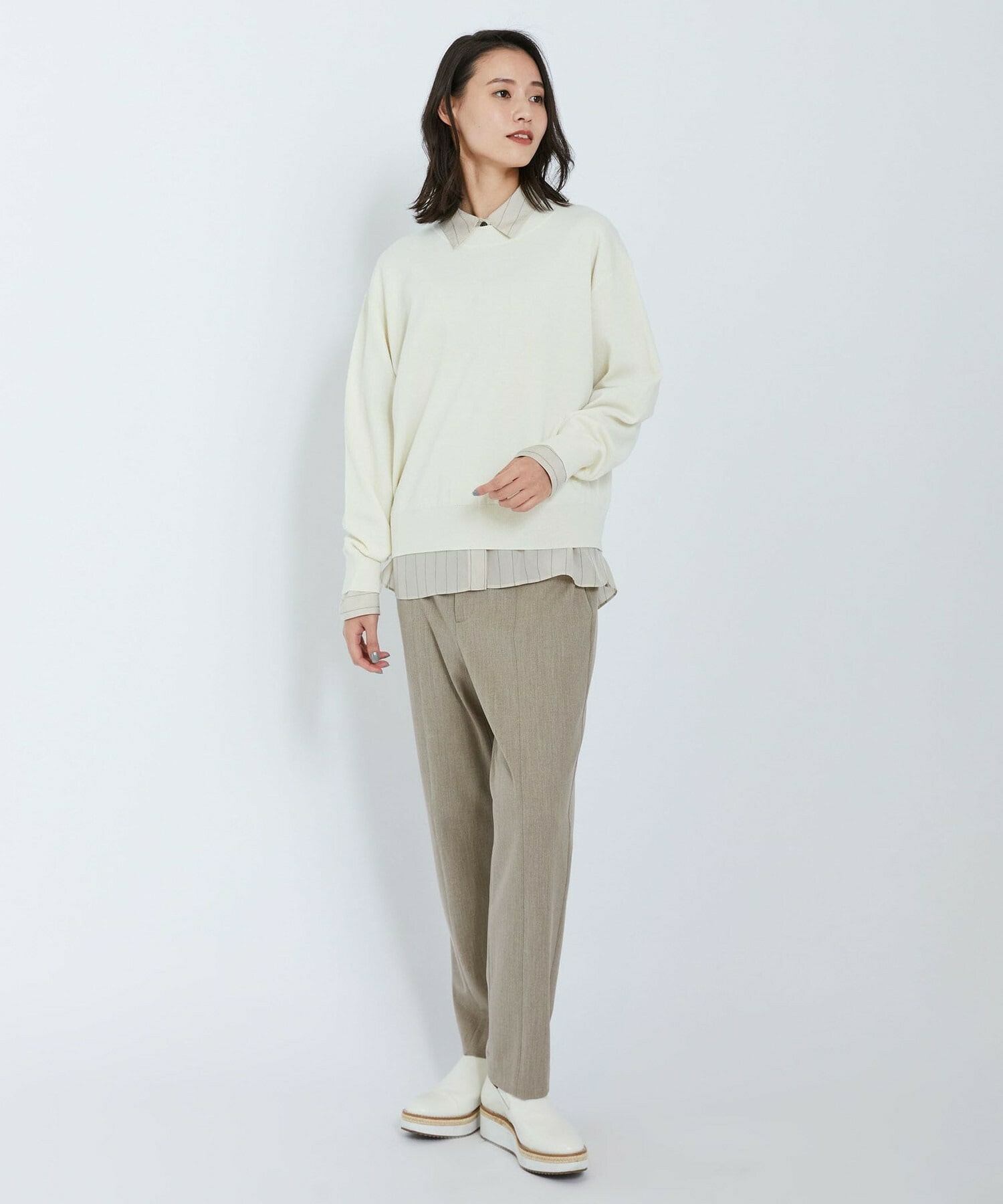 【L'EQUIPE】バックブラッシュツイルパンツ 詳細画像 ブラック 2