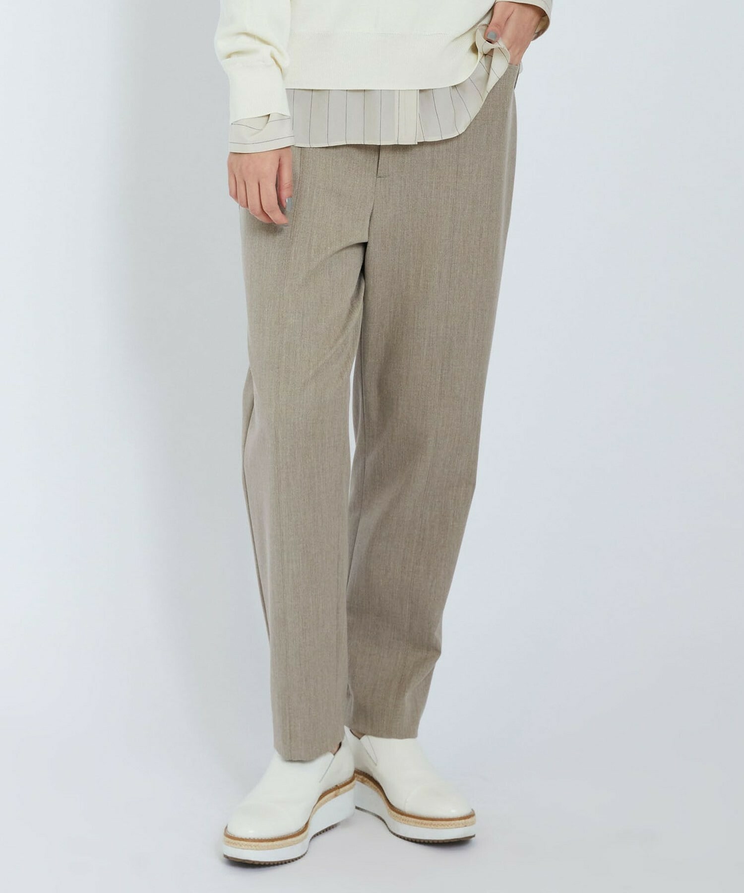 【L'EQUIPE】バックブラッシュツイルパンツ 詳細画像 モカ 1