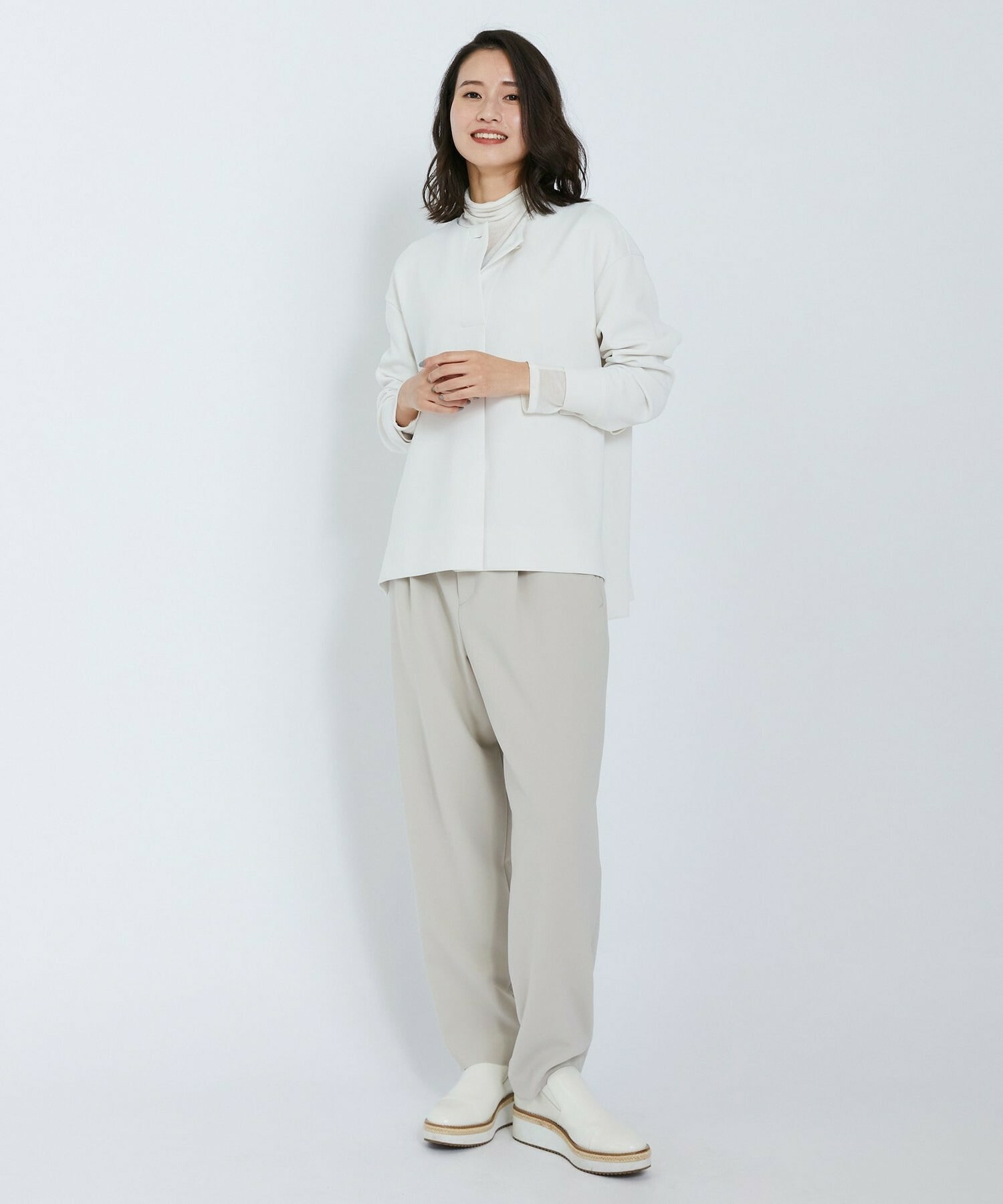 【L'EQUIPE】ストレッチダブルクロスパンツ 詳細画像 ネイビー 1