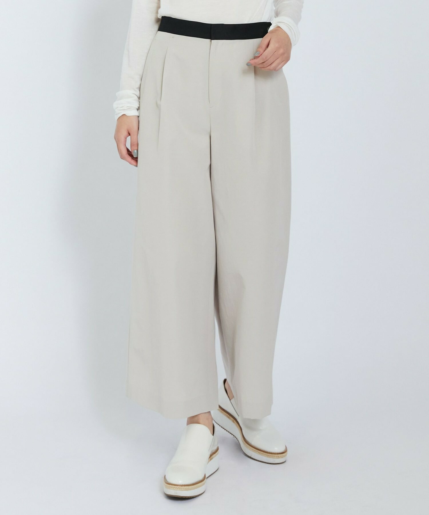 【L'EQUIPE】アセテートグログランパンツ 詳細画像 グレイッシュベージュ 1