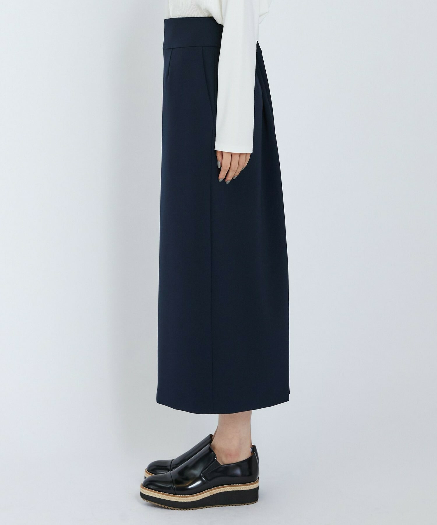 【L'EQUIPE】ストレッチダブルクロススカート 詳細画像 ネイビー 11