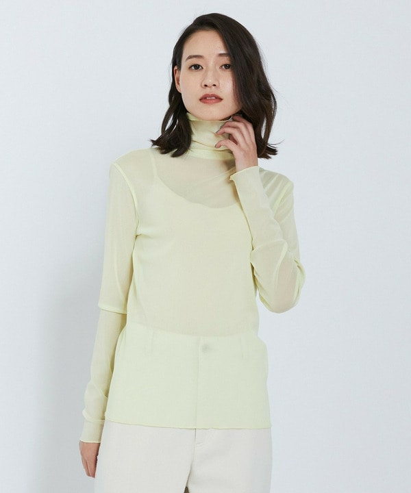 チュールタートルネックカットソー 詳細画像 イエロー 1