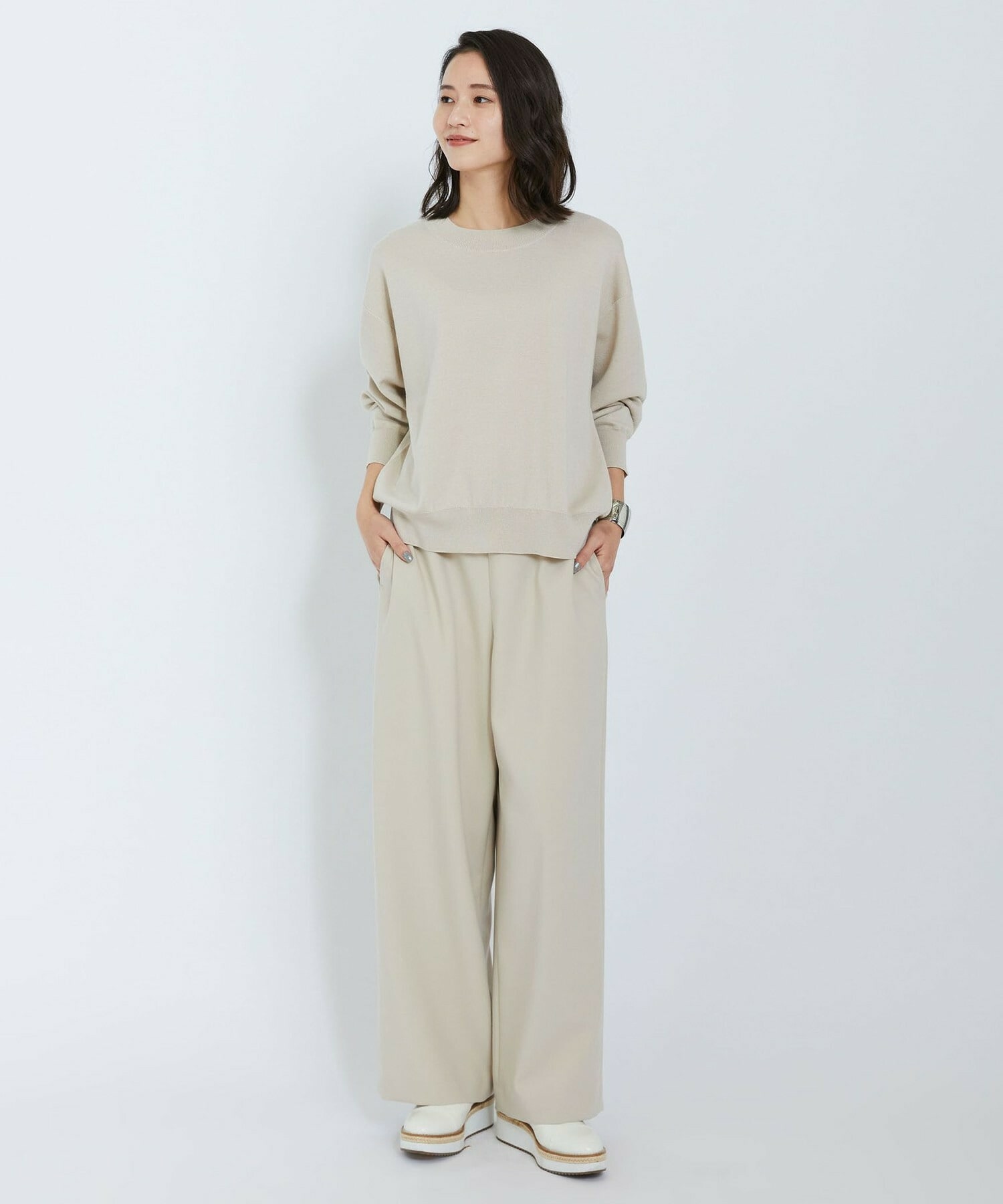 【L'EQUIPE】ウールポリミラノリブニットプルオーバー 詳細画像 ネイビー 8