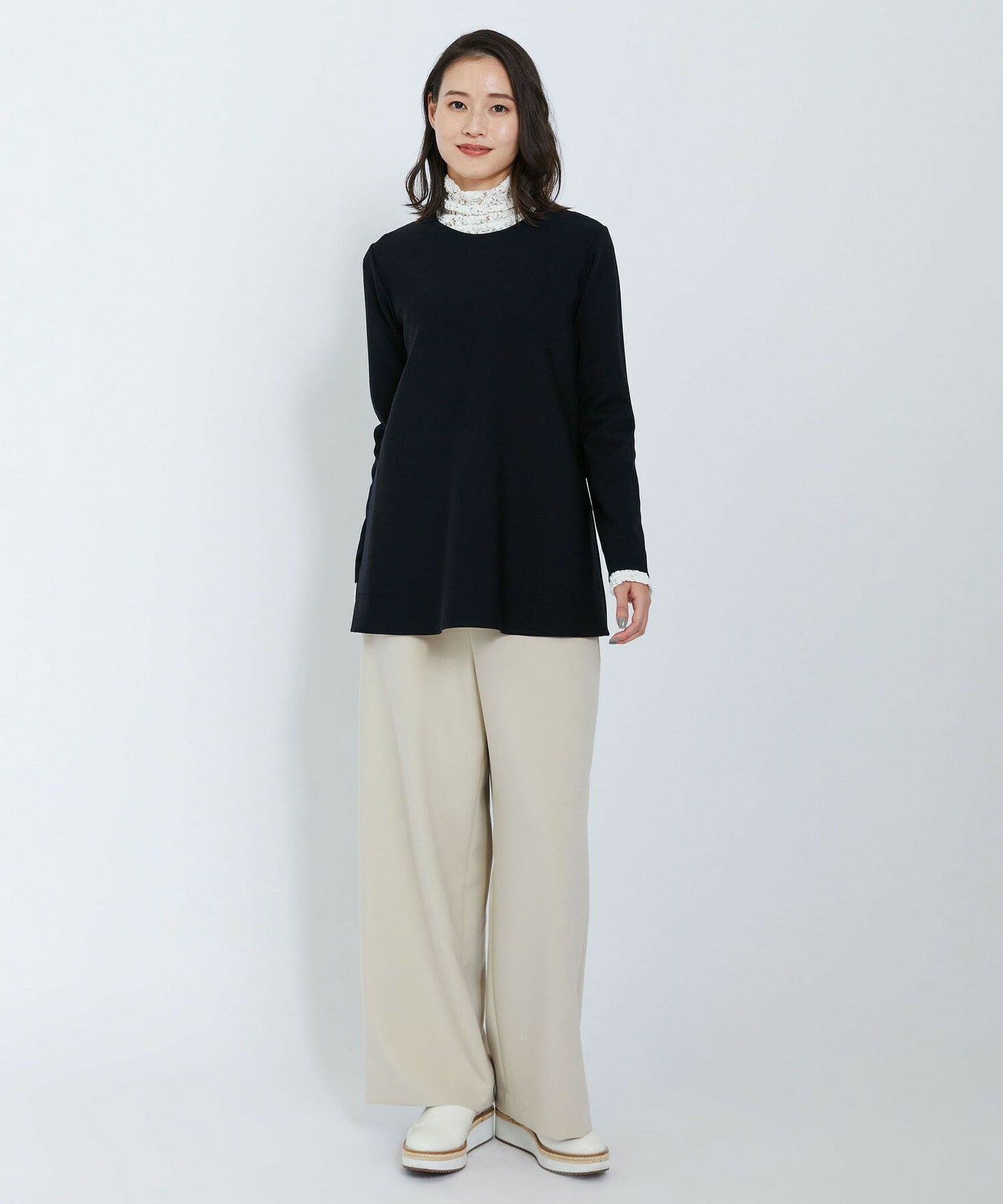 【L'EQUIPE】アセテートナイロンニットプルオーバー 詳細画像 ブラック 1