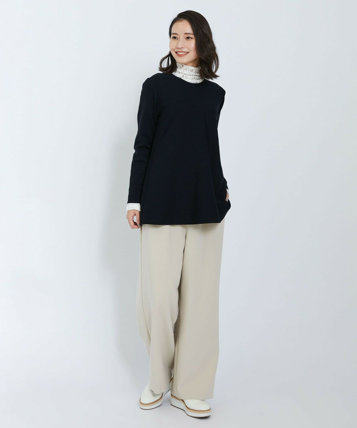 【L'EQUIPE】アセテートナイロンニットプルオーバー 詳細画像 ブラック 2