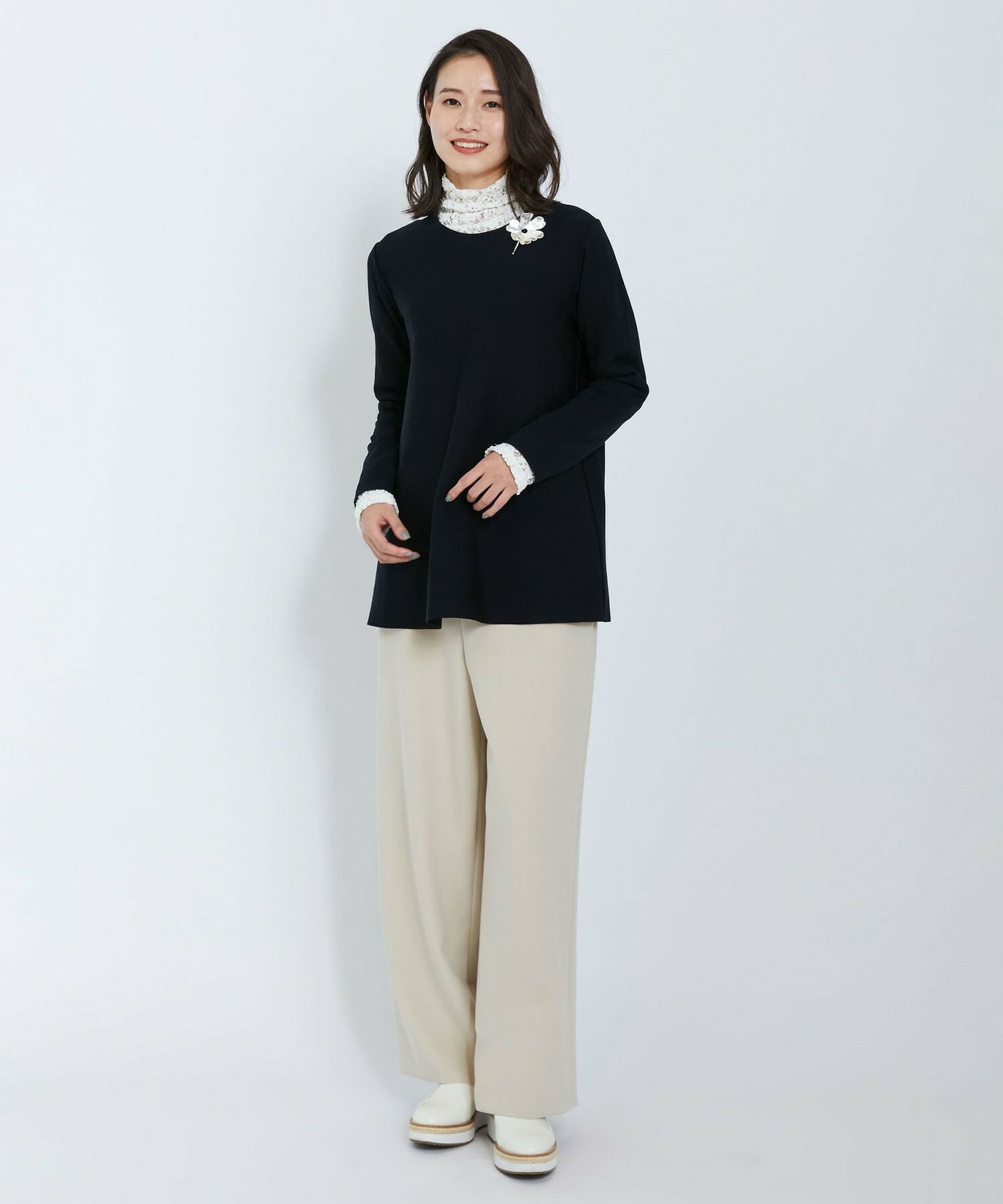 【L'EQUIPE】アセテートナイロンニットプルオーバー 詳細画像 ブラック 3