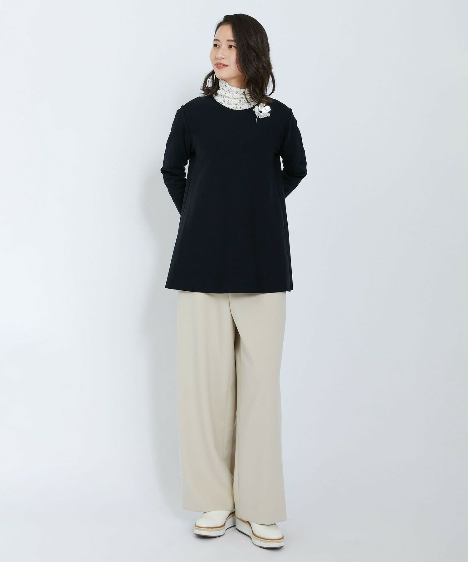 【L'EQUIPE】アセテートナイロンニットプルオーバー 詳細画像 ブラック 4