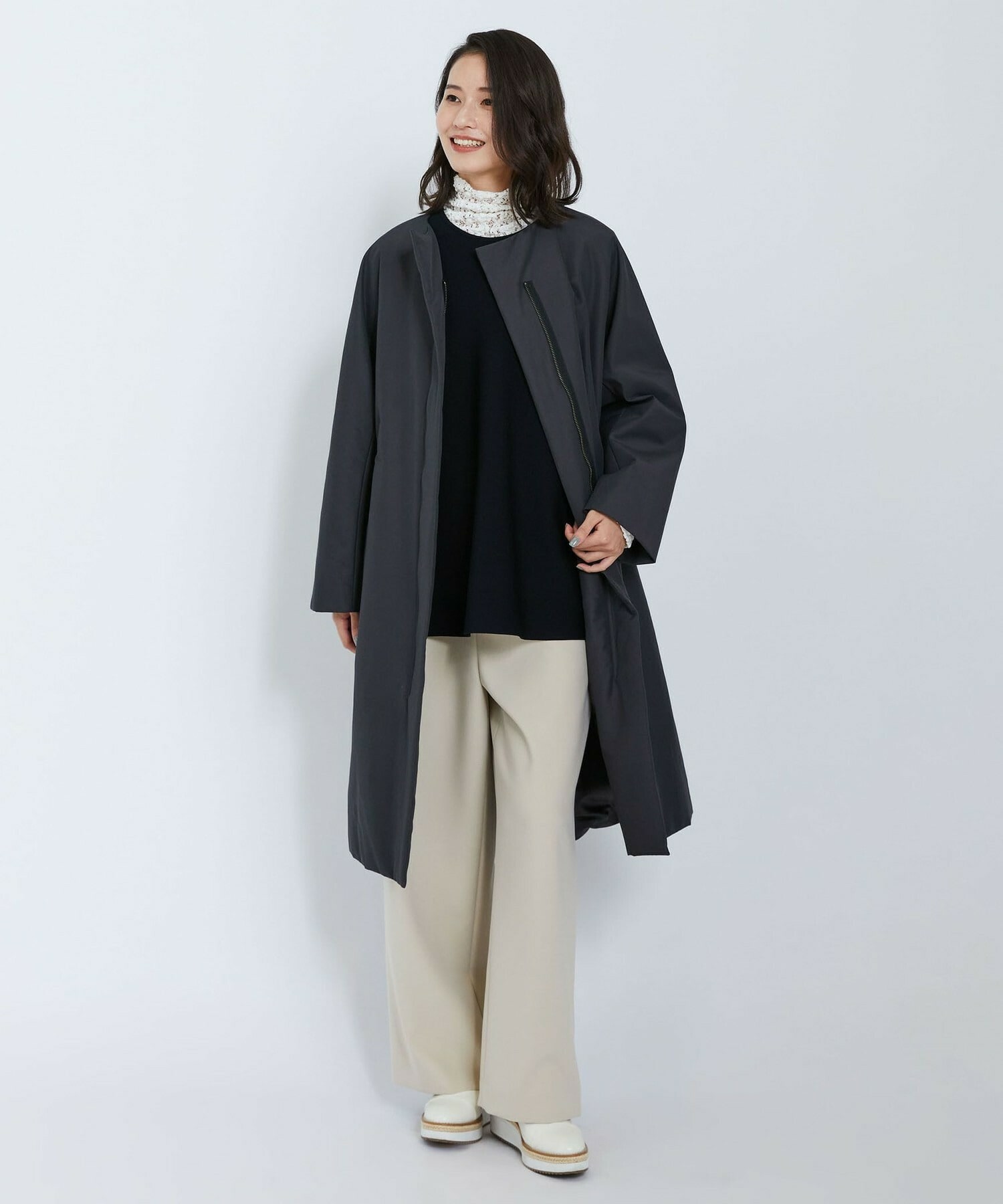 【L'EQUIPE】アセテートナイロンニットプルオーバー 詳細画像 ブラック 5