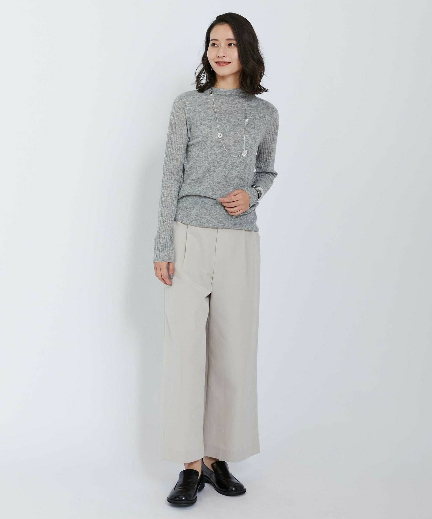 【L'EQUIPE】ハイゲージカシミヤ混ニットプルオーバー 詳細画像 ライトグレー 13