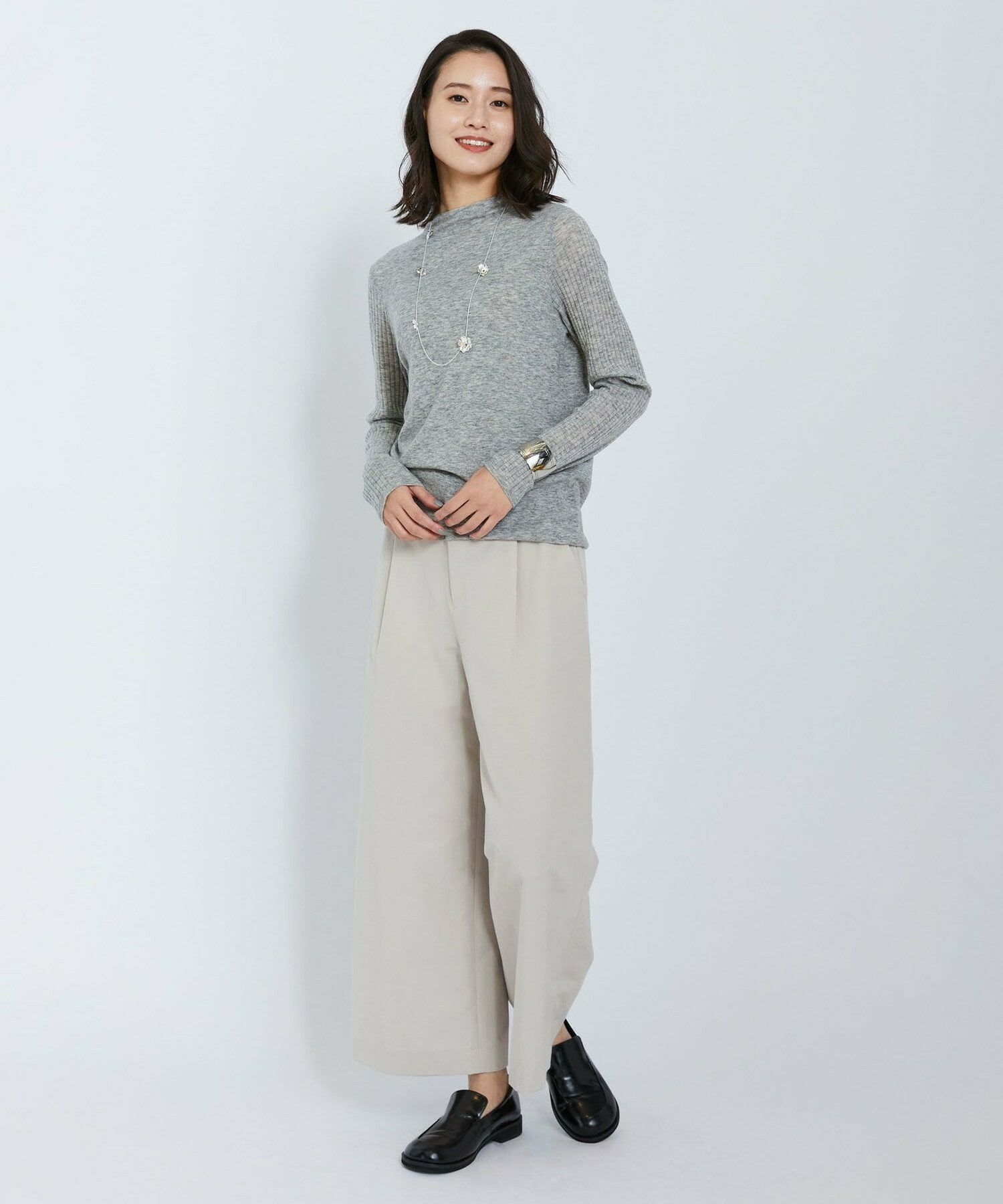 【L'EQUIPE】ハイゲージカシミヤ混ニットプルオーバー 詳細画像 ライトグレー 14