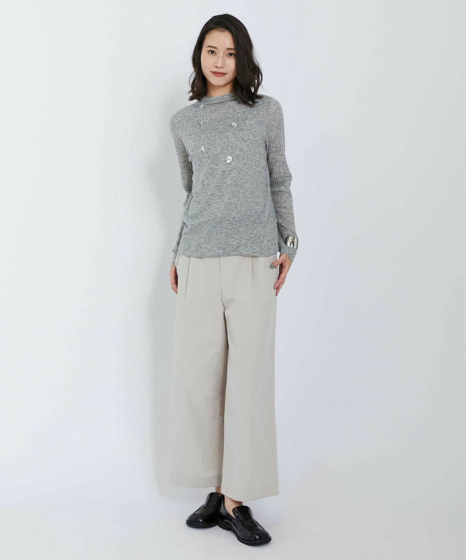 【L'EQUIPE】ハイゲージカシミヤ混ニットプルオーバー 詳細画像 ライトグレー 15