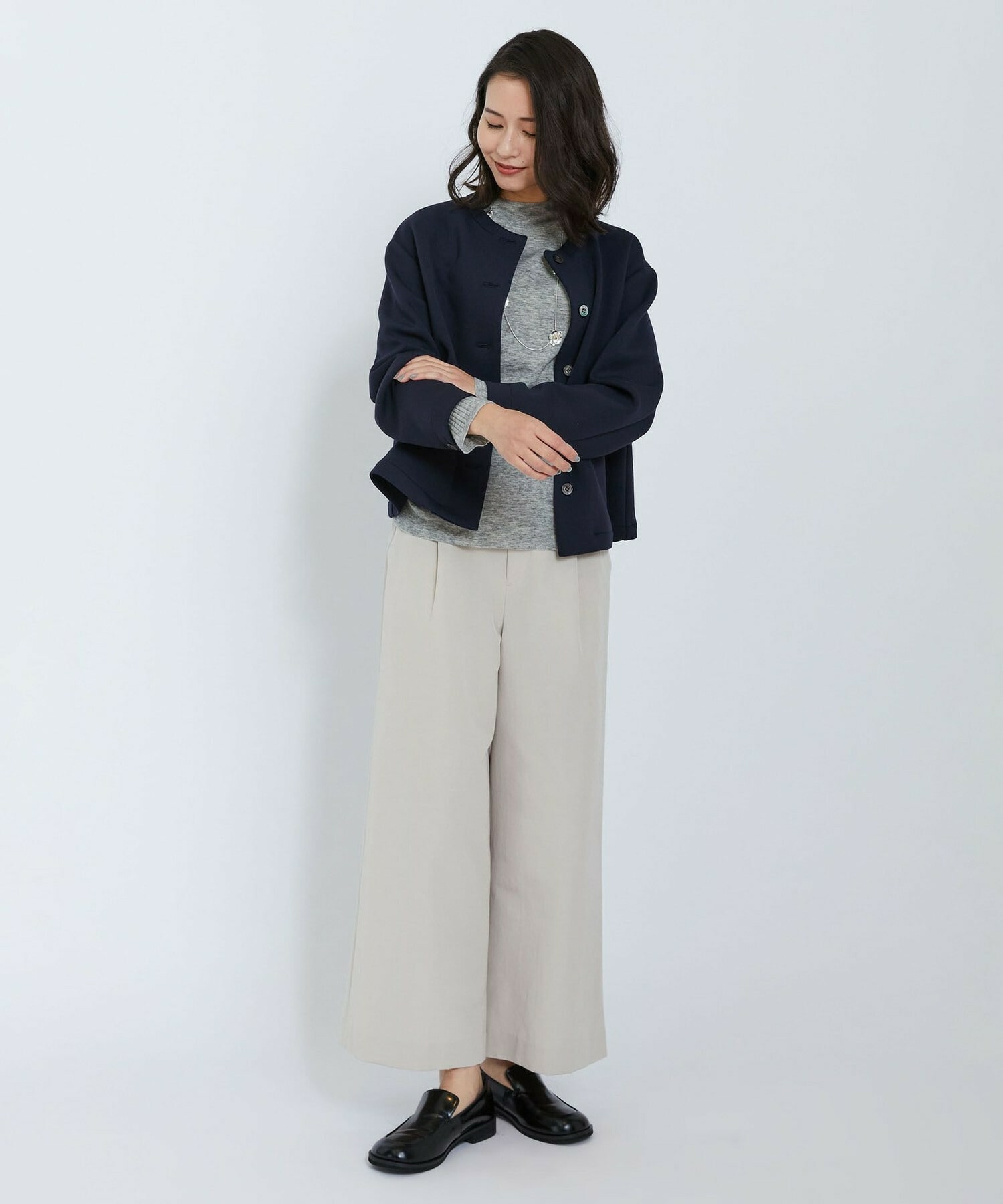 【L'EQUIPE】ハイゲージカシミヤ混ニットプルオーバー 詳細画像 ライトグレー 17