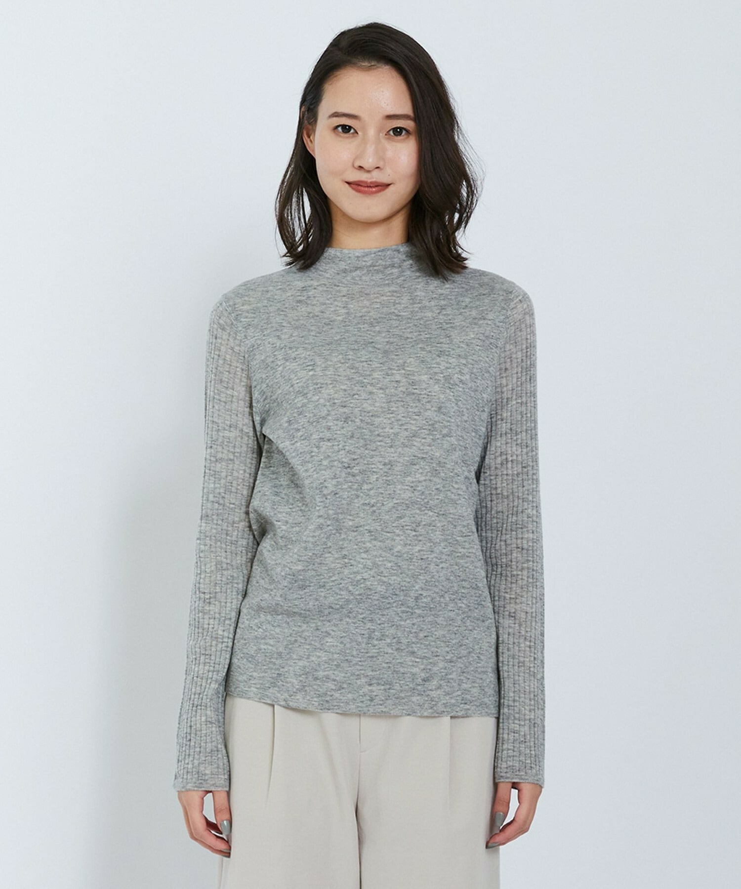 【L'EQUIPE】ハイゲージカシミヤ混ニットプルオーバー 詳細画像 ライトグレー 18