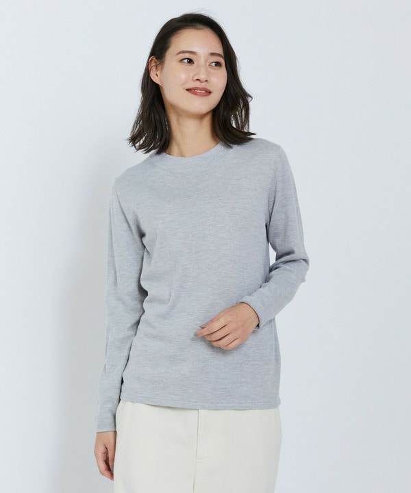 ピーチスキンコットンニットプルオーバー 詳細画像 ライトグレー 1