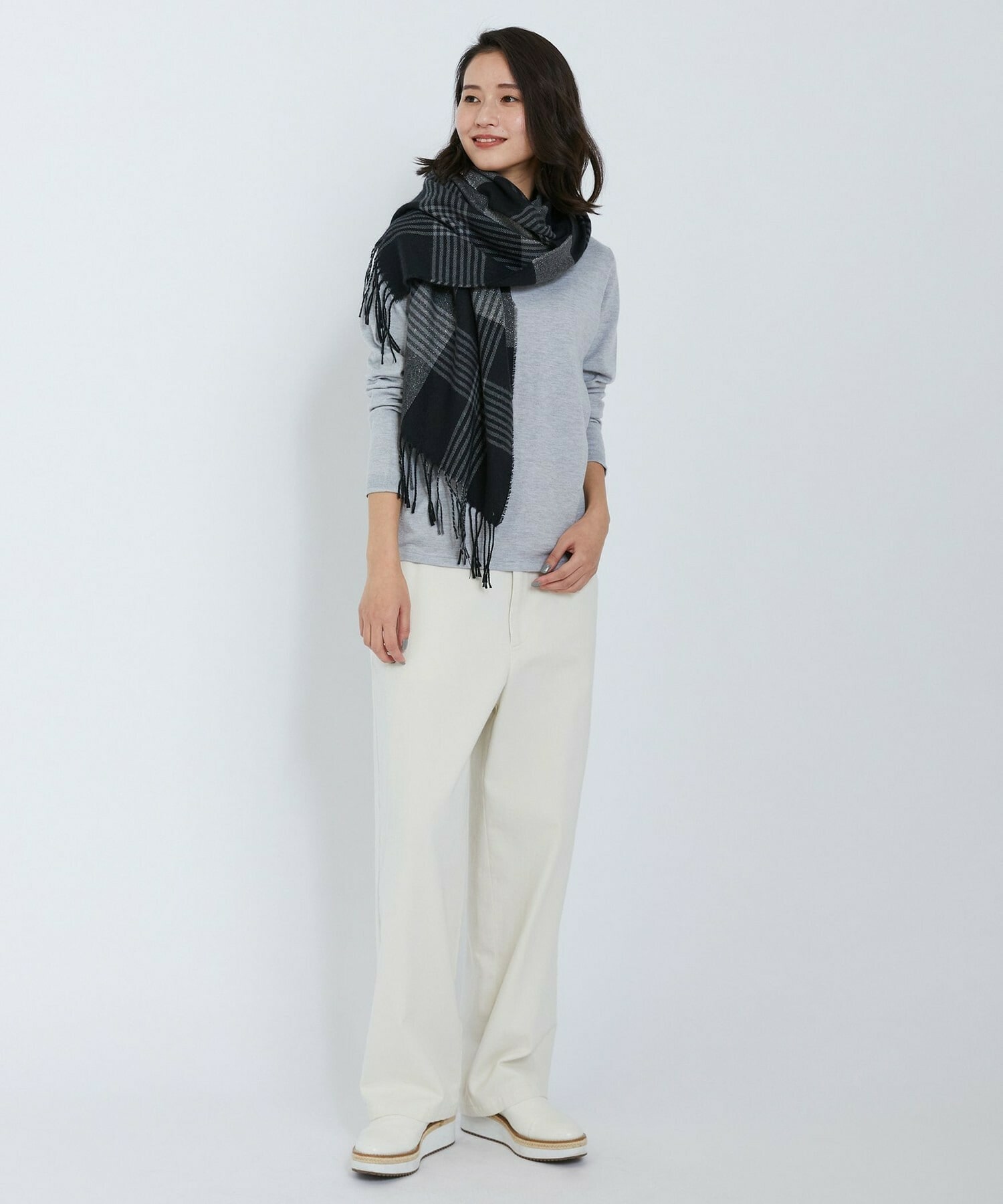 【L'EQUIPE】ピーチスキンコットンニットプルオーバー 詳細画像 ライトグレー 5