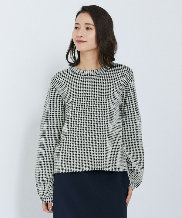 【L'EQUIPE】綿アセテートジャガードニットプルオーバー