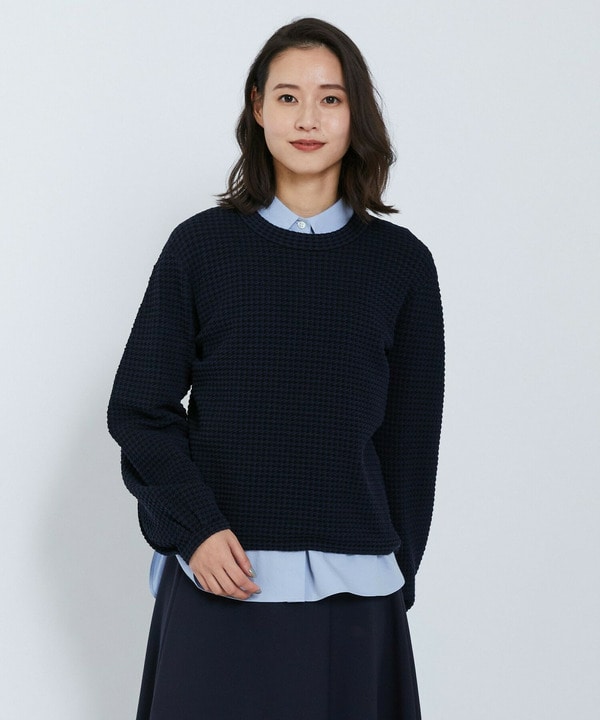 綿アセテートジャガードニットプルオーバー 詳細画像 ブルー系その他 1