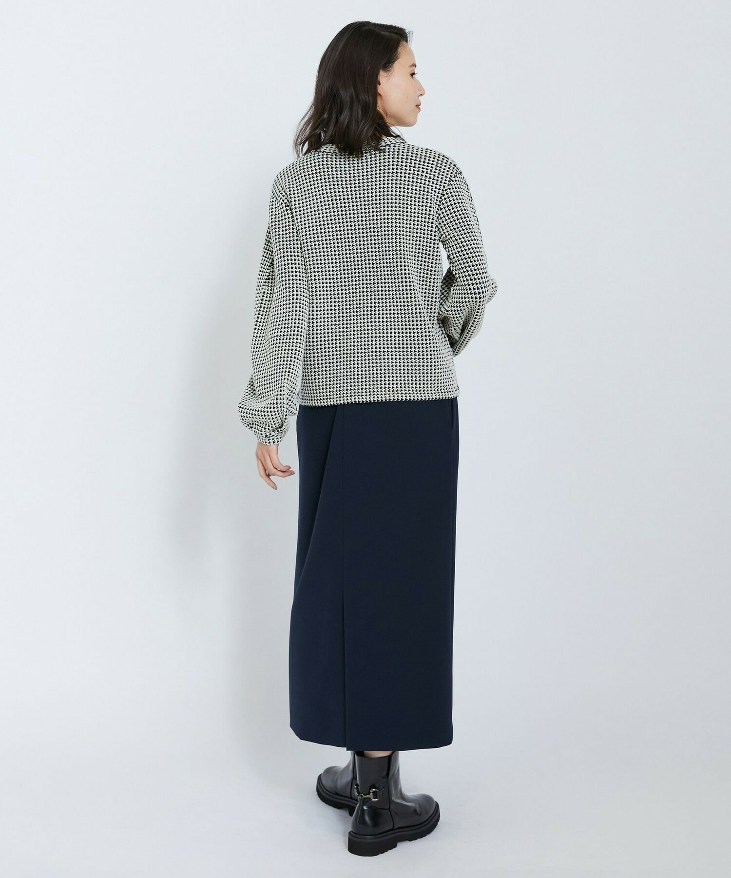 【L'EQUIPE】綿アセテートジャガードニットプルオーバー 詳細画像 ブルー系その他 10