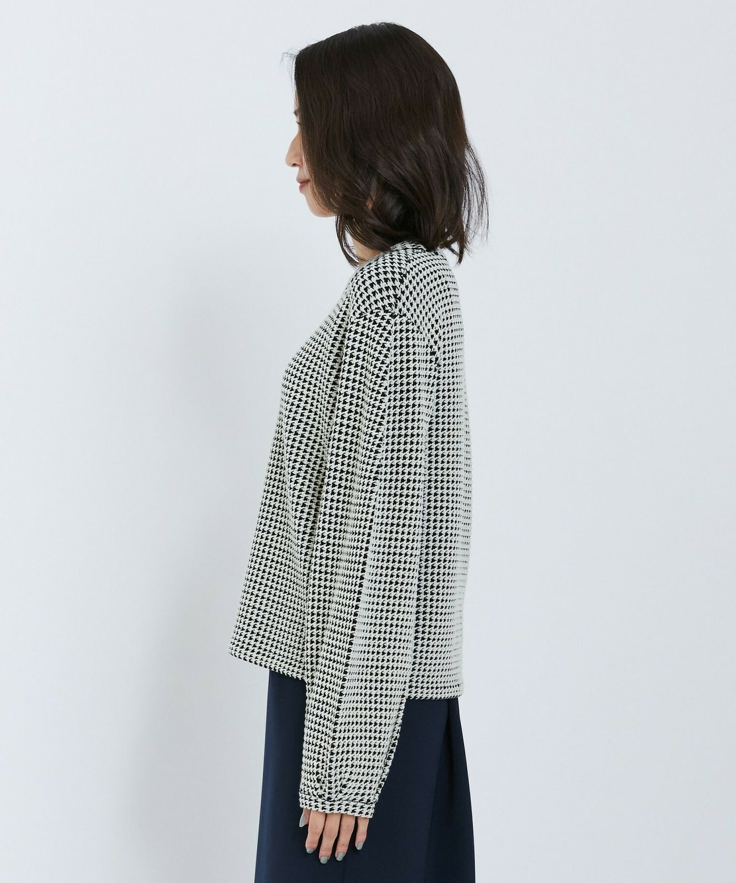 【L'EQUIPE】綿アセテートジャガードニットプルオーバー 詳細画像 ブルー系その他 12