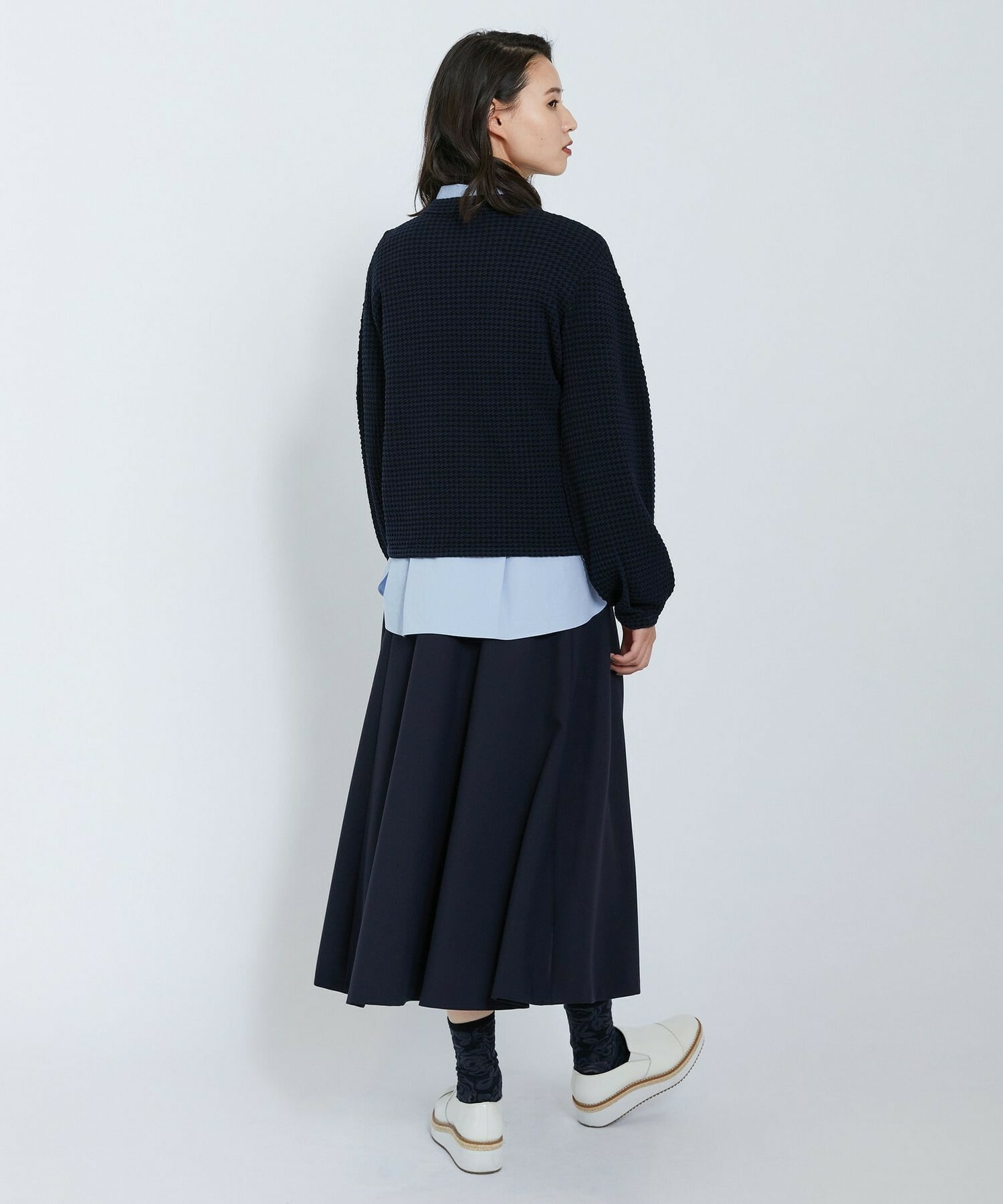 【L'EQUIPE】綿アセテートジャガードニットプルオーバー 詳細画像 ブルー系その他 5