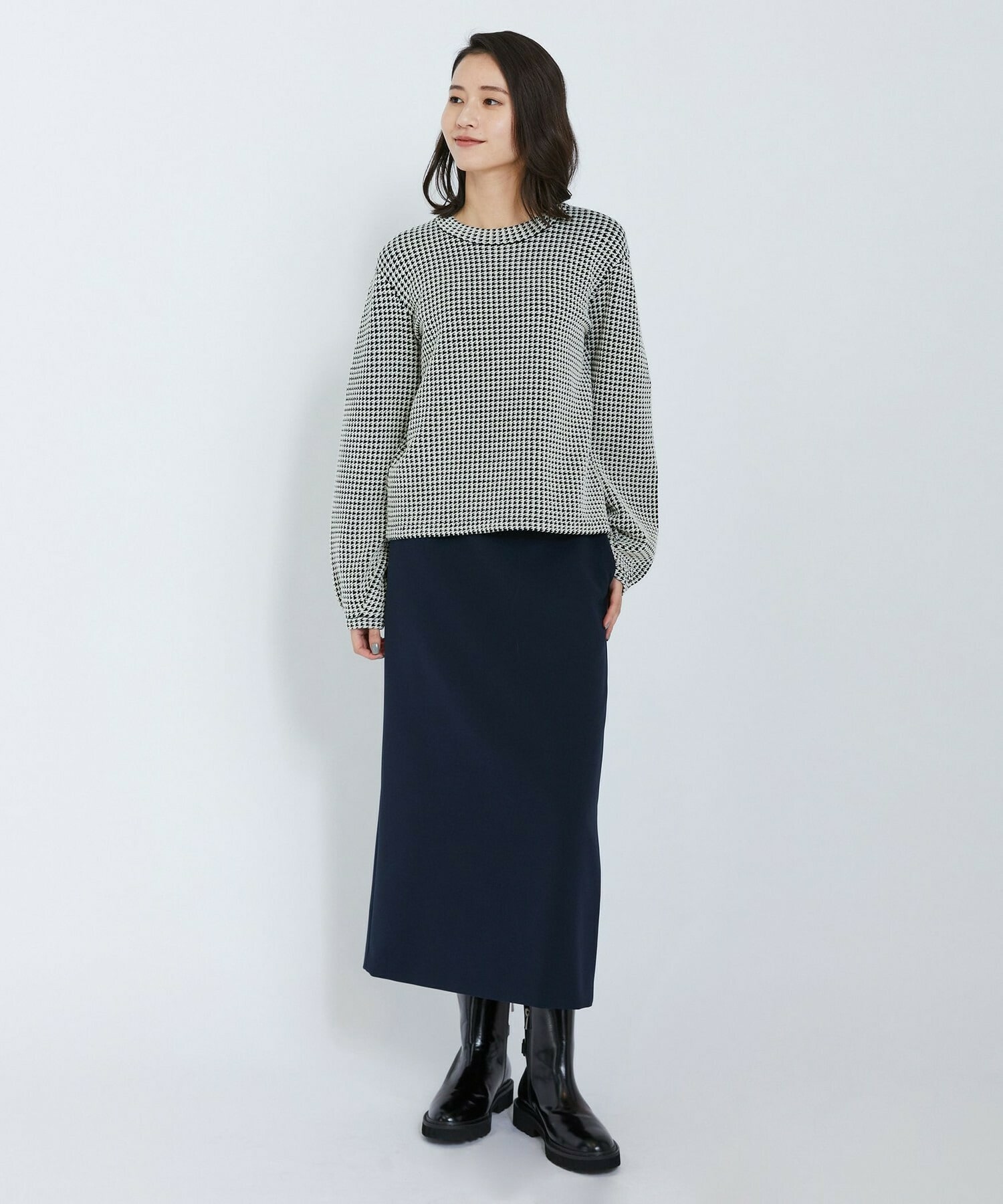 【L'EQUIPE】綿アセテートジャガードニットプルオーバー 詳細画像 ブルー系その他 6