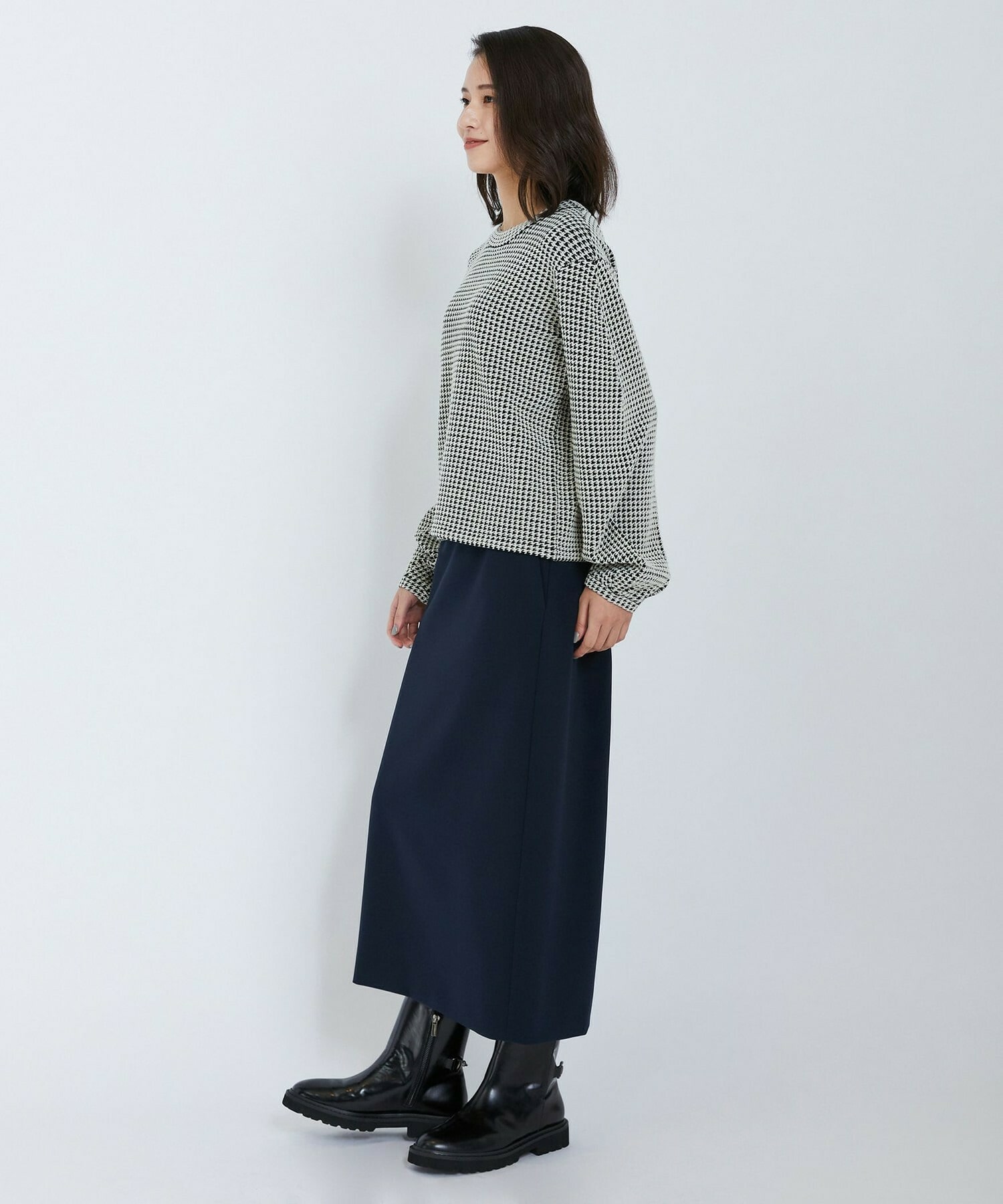 【L'EQUIPE】綿アセテートジャガードニットプルオーバー 詳細画像 ブルー系その他 9