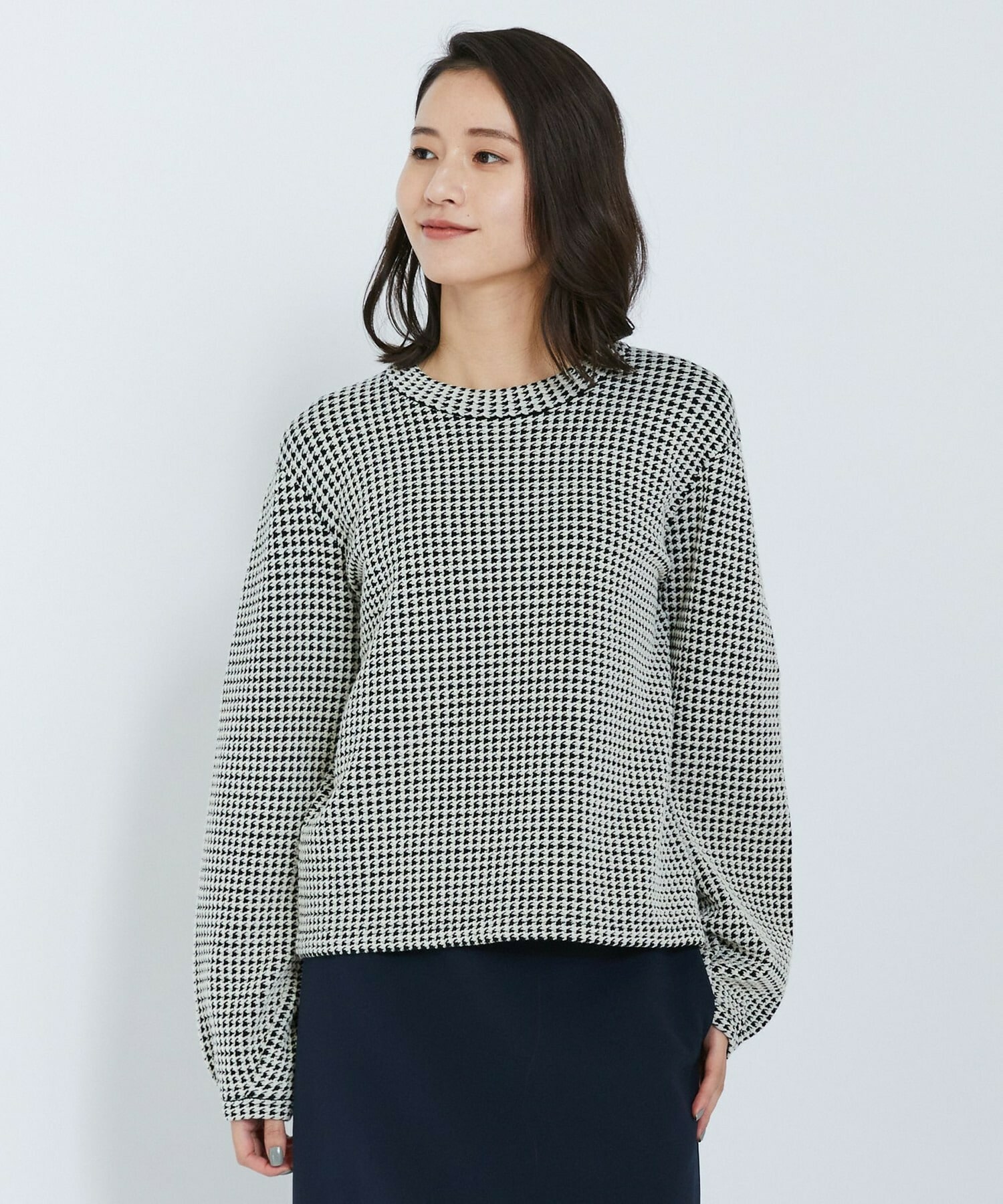 【L'EQUIPE】綿アセテートジャガードニットプルオーバー 詳細画像 ホワイト系その他 1