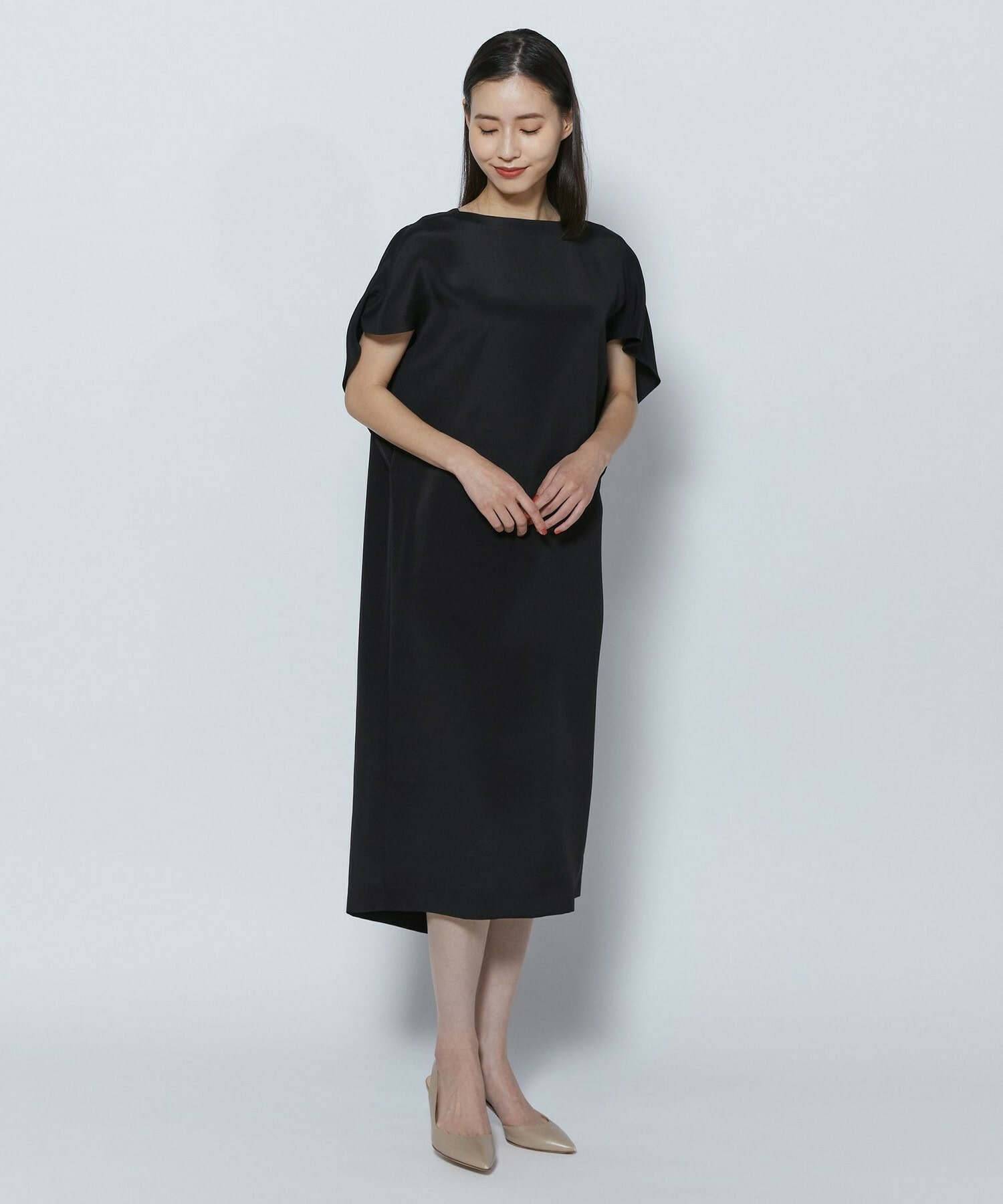 【COUTURIER】シルク二重織ワンピース 詳細画像 ブラック 4