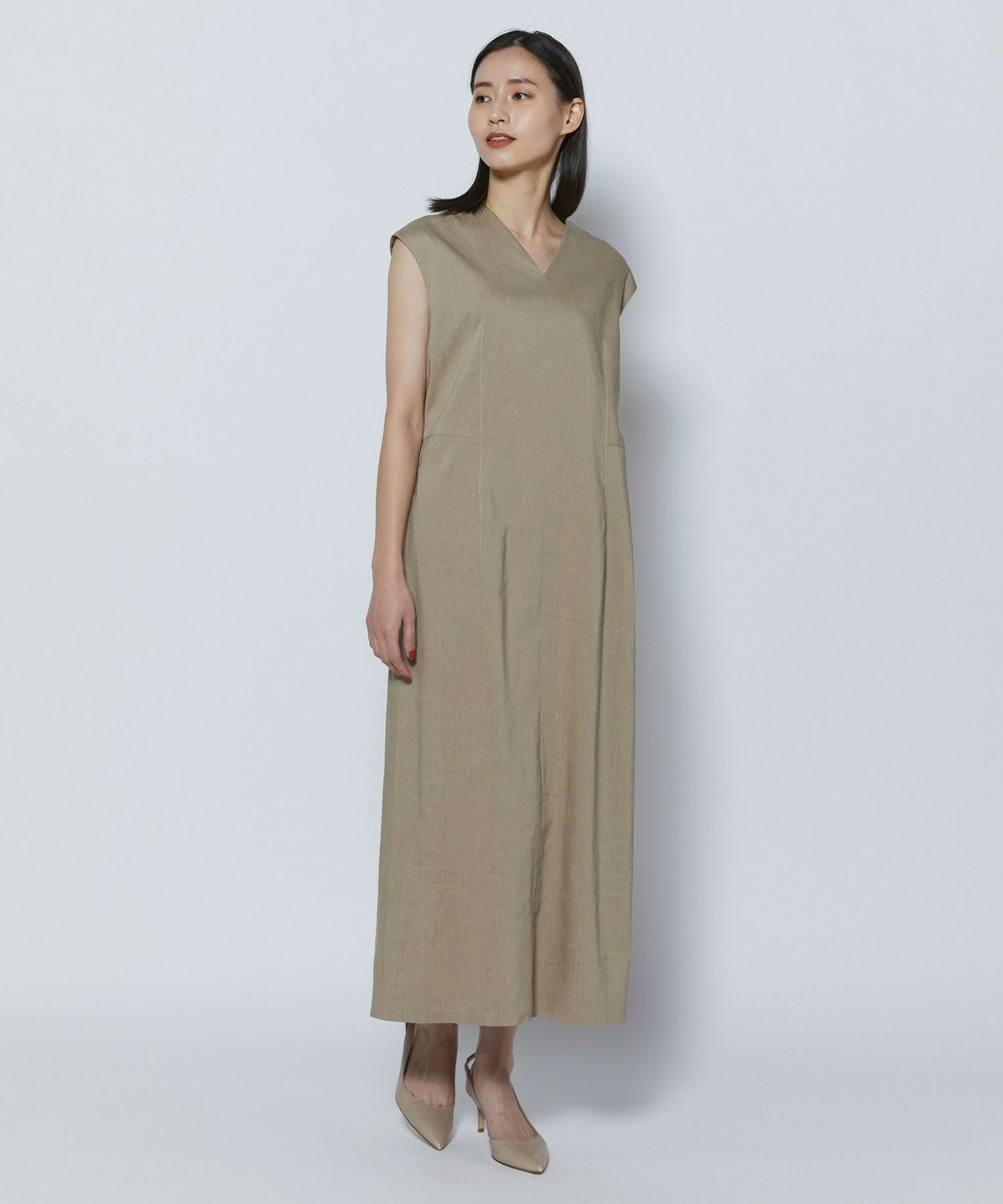 【COUTURIER】ファインリネンクロスワンピース 詳細画像 モカ 1