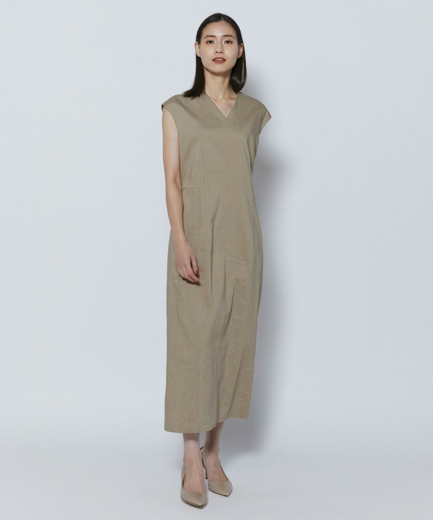 【COUTURIER】ファインリネンクロスワンピース 詳細画像 モカ 1